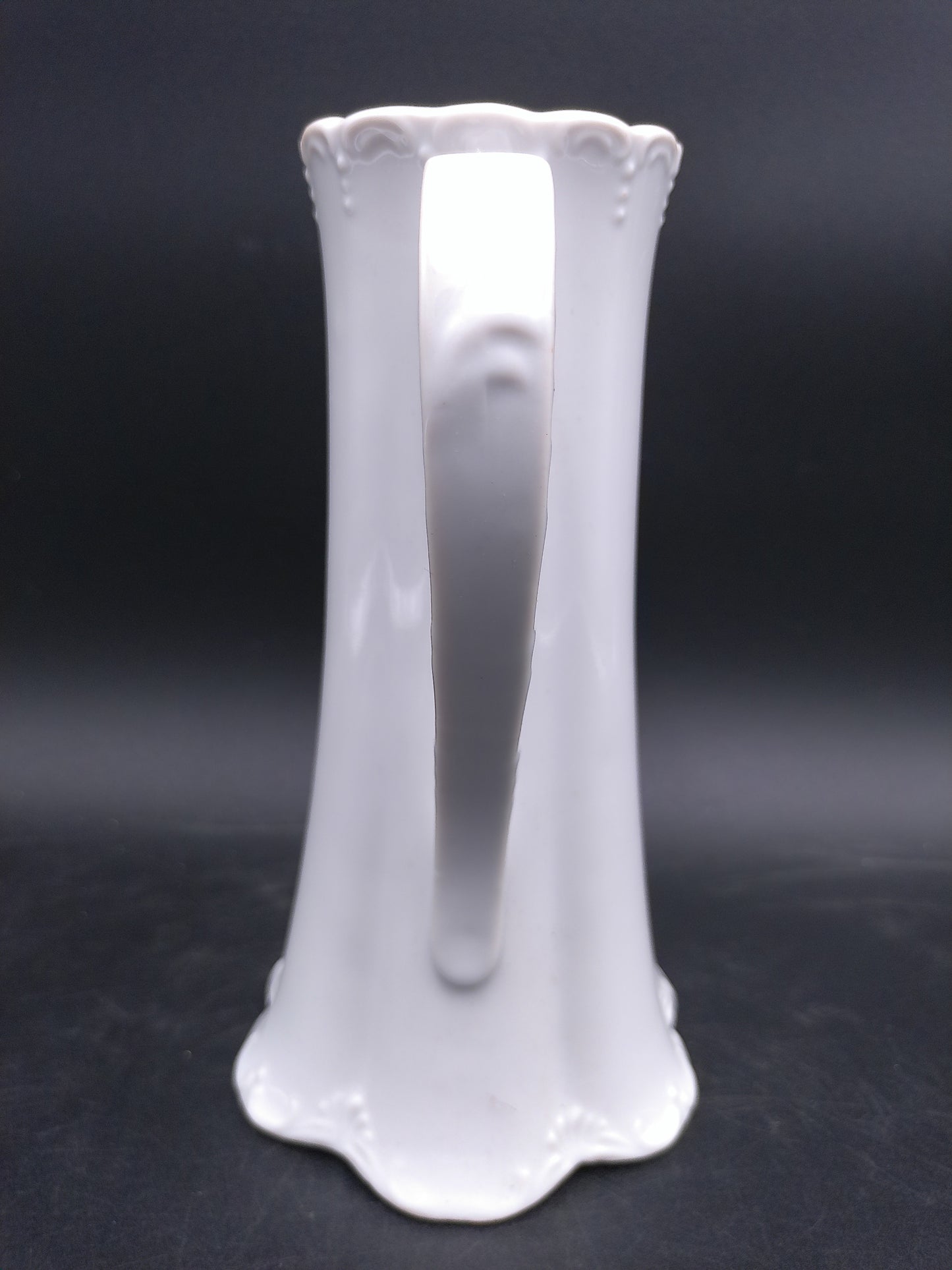 White Embossed Pitcher Decorative Design Vintage