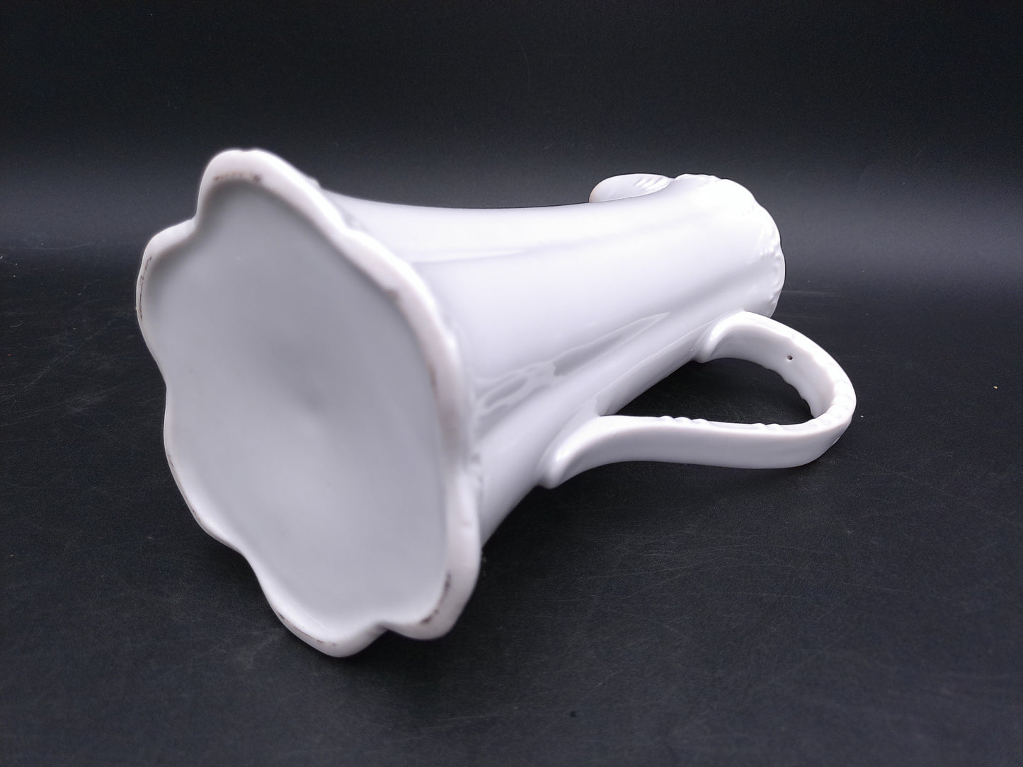 White Embossed Pitcher Decorative Design Vintage