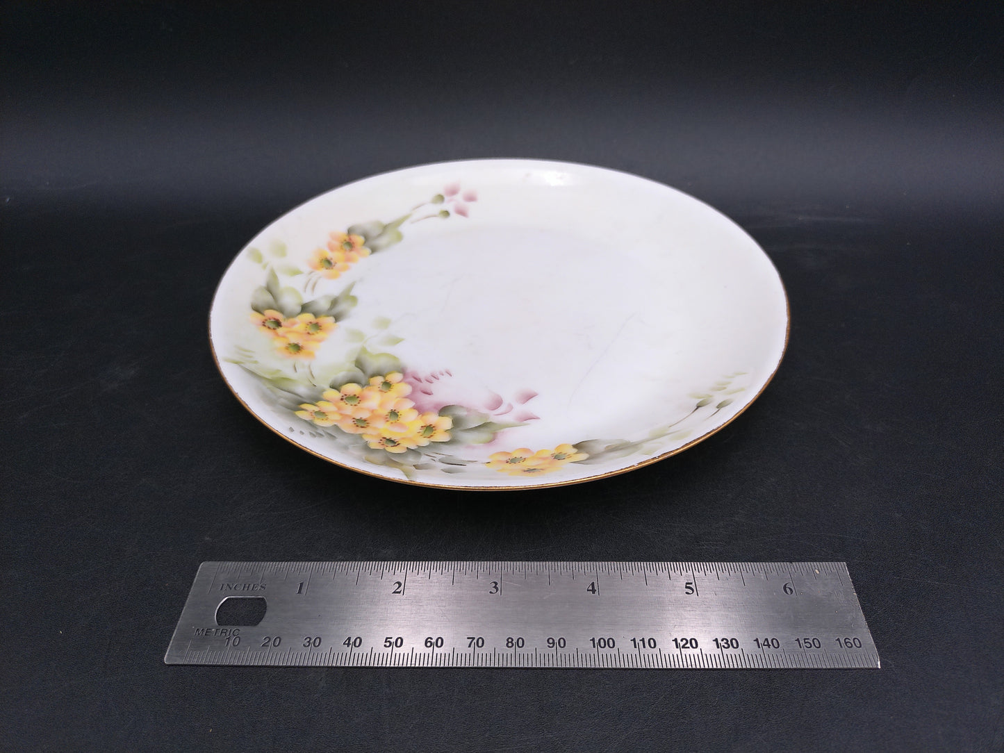 Bavarian Plate Yellow Blue Flowers Hand Painted From Hutschenreuther Selb Germany