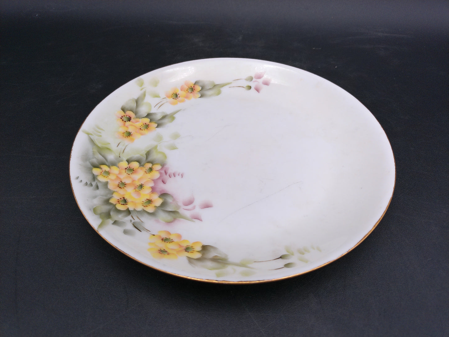 Bavarian Plate Yellow Blue Flowers Hand Painted From Hutschenreuther Selb Germany