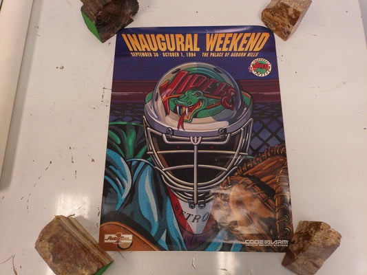 Vintage 1994 Detroit Vipers IHL Hockey Inaugural Weekend Poster