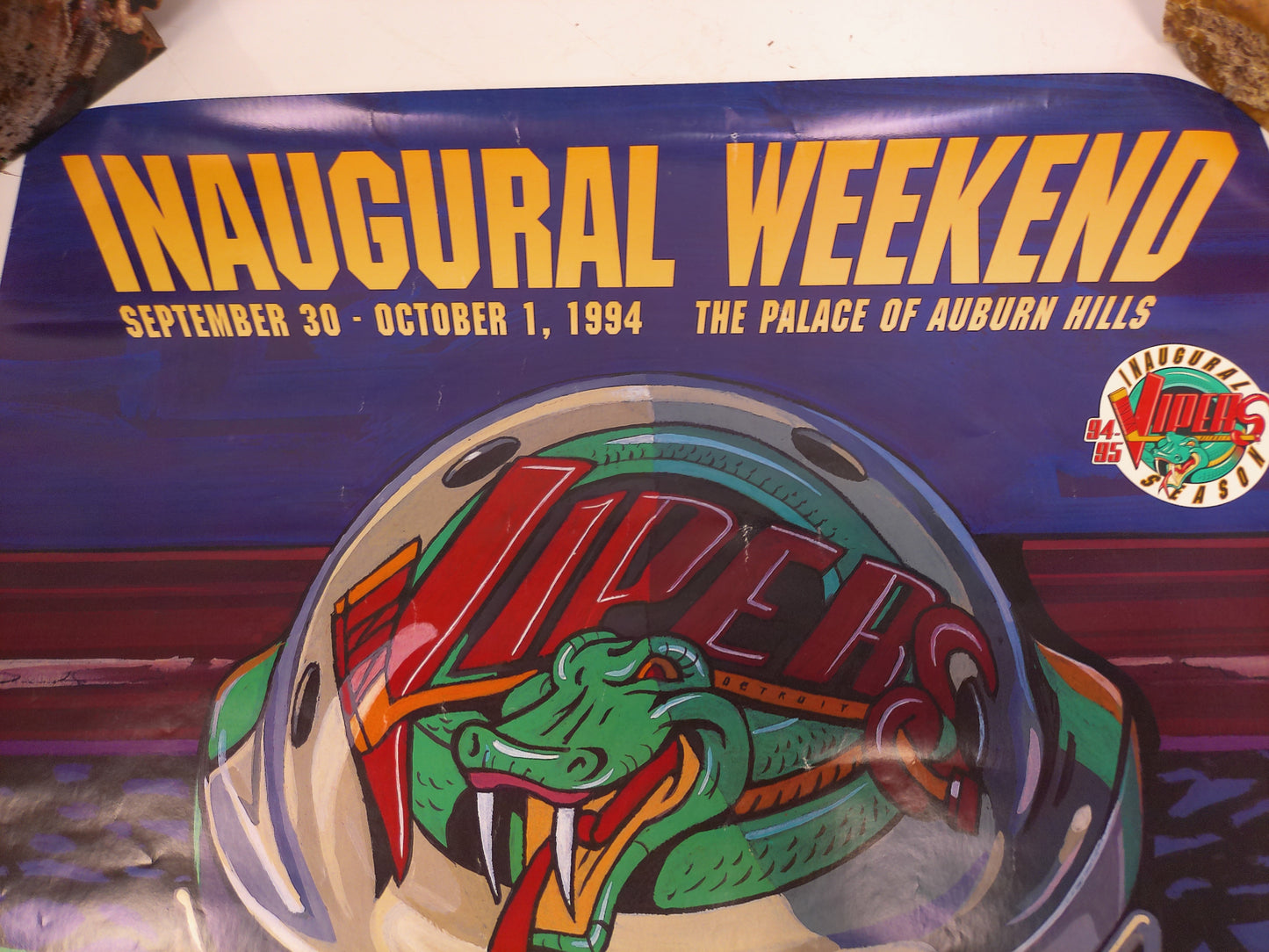 Vintage 1994 Detroit Vipers IHL Hockey Inaugural Weekend Poster