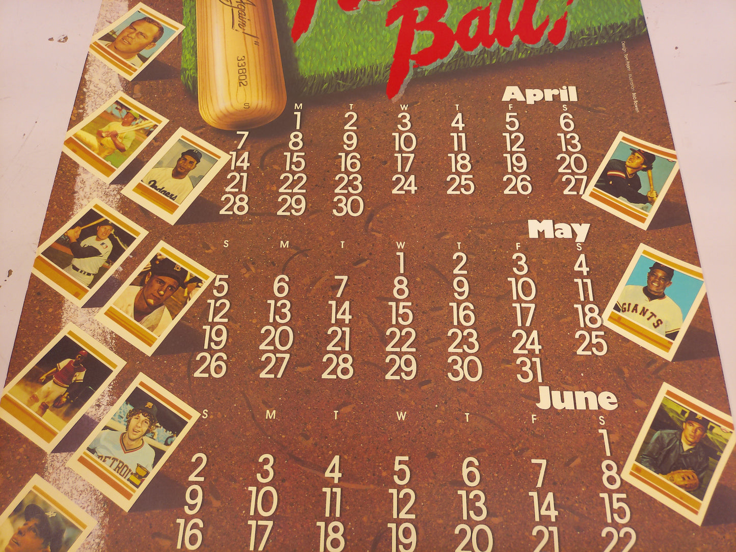Play Ball Wall Calendar Poster Baseball 1985 Chope Stevens Paper Company