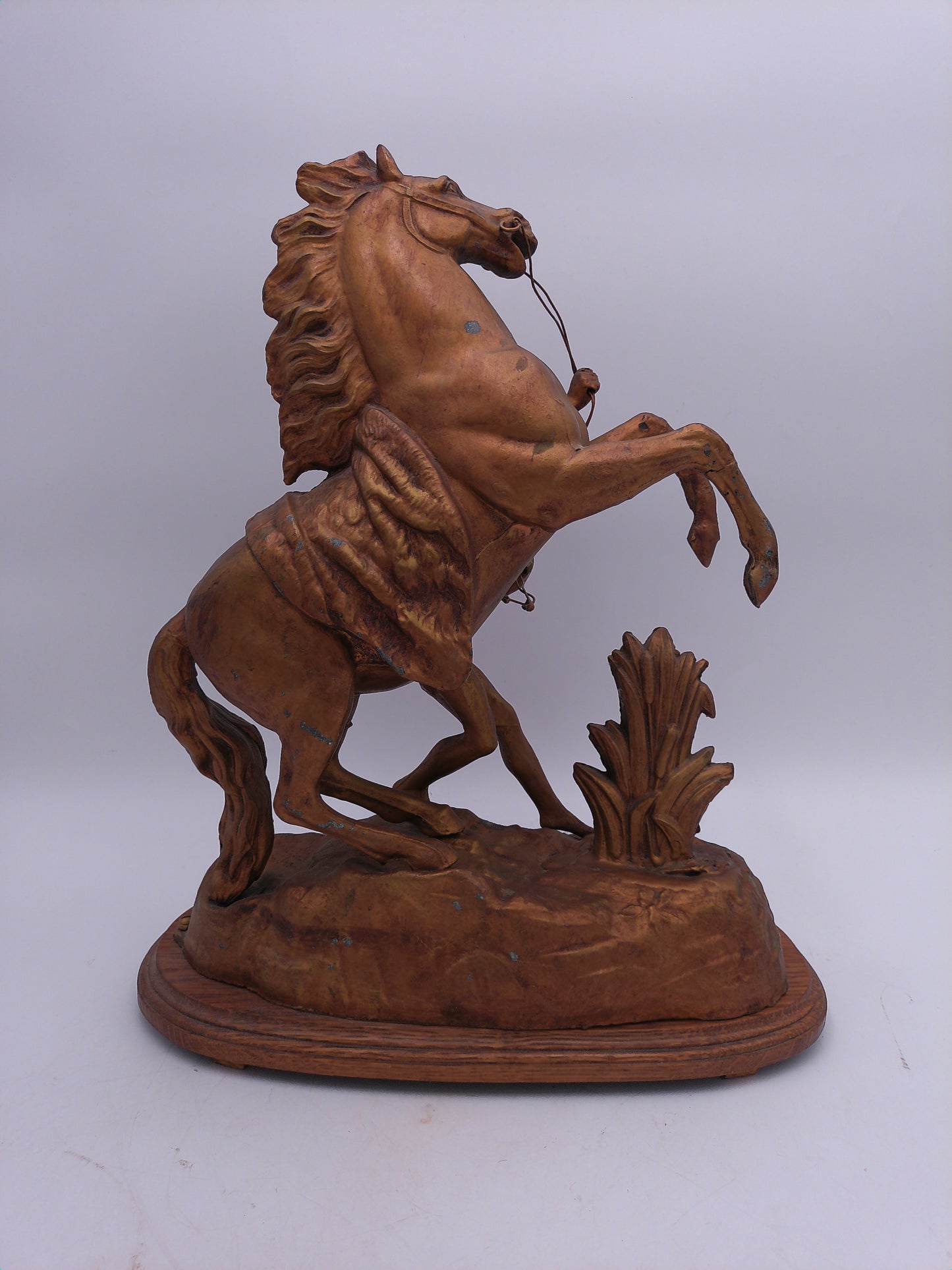 Rearing Horse with Groom Sculpture Metal