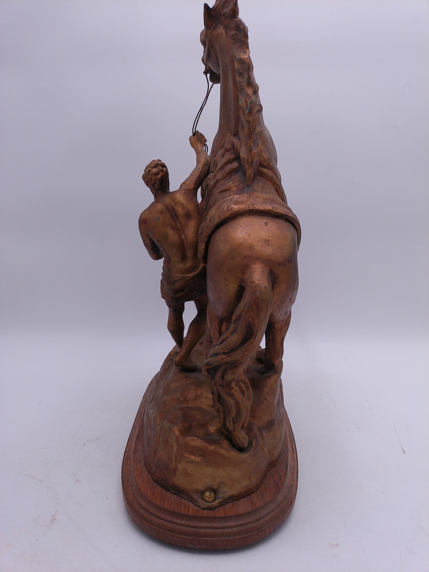 Rearing Horse with Groom Sculpture Metal