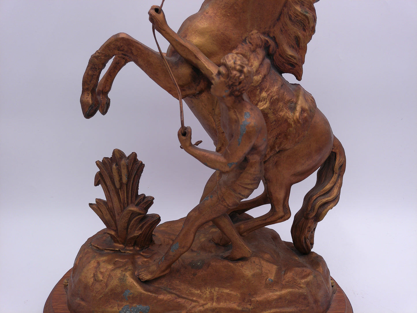 Rearing Horse with Groom Sculpture Metal