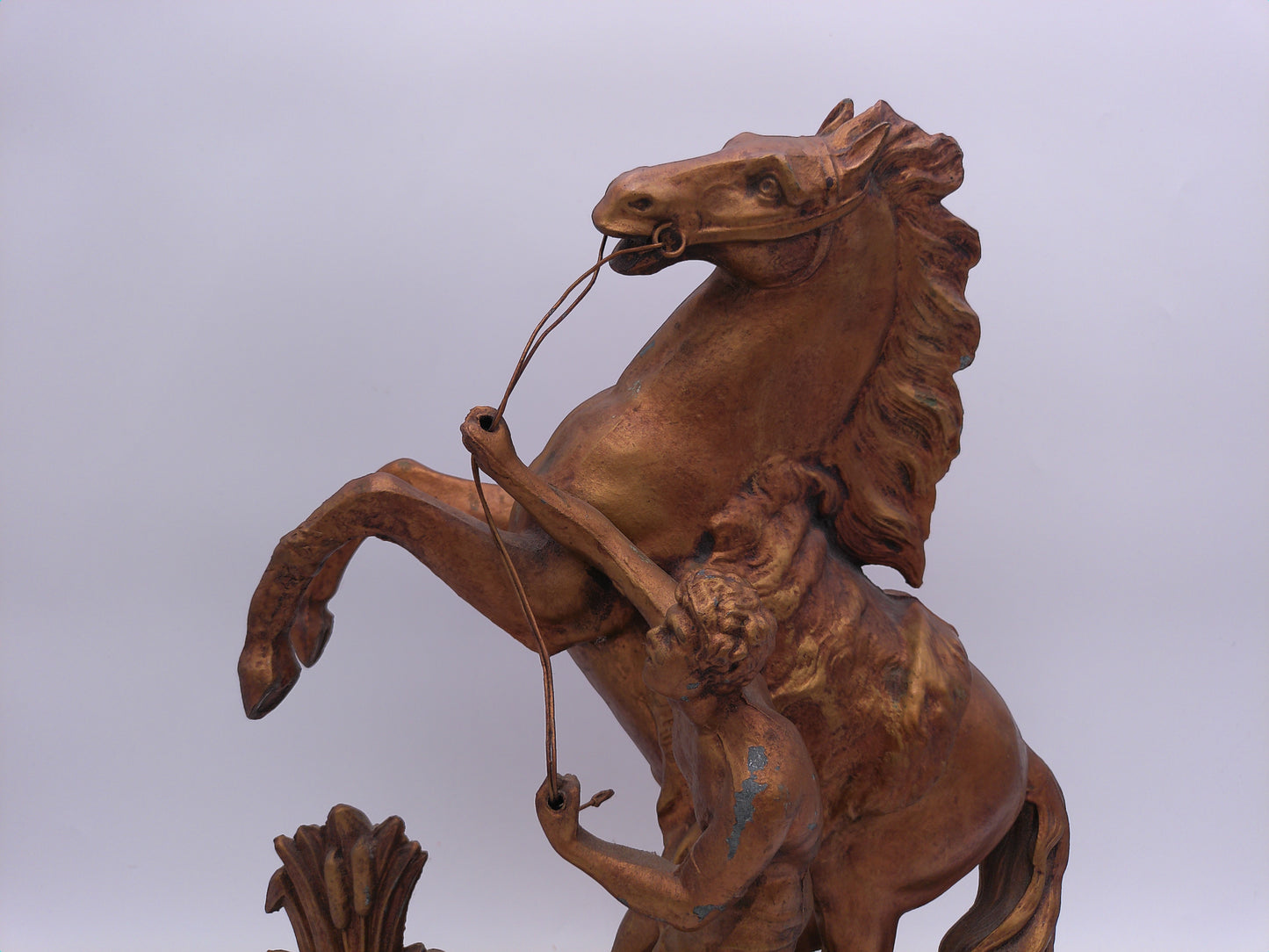 Rearing Horse with Groom Sculpture Metal