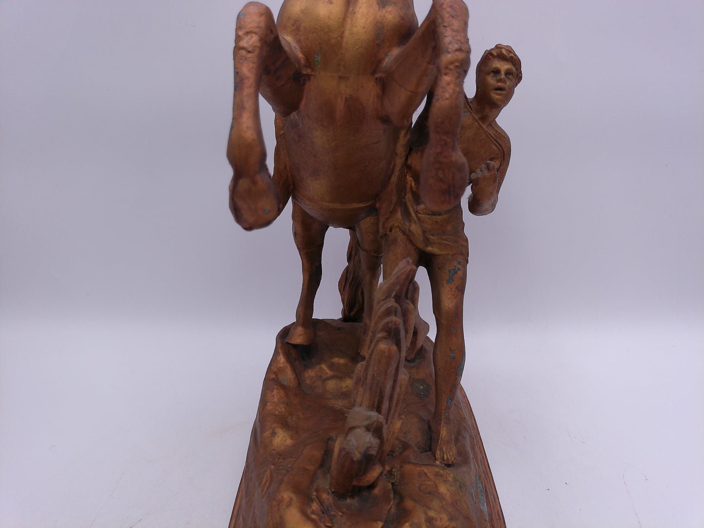 Rearing Horse with Groom Sculpture Metal