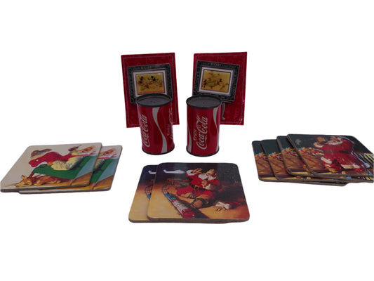 Coke Coca Cola Salt and Pepper shakers coasters Mickey Mouse 75 Year mini Frames