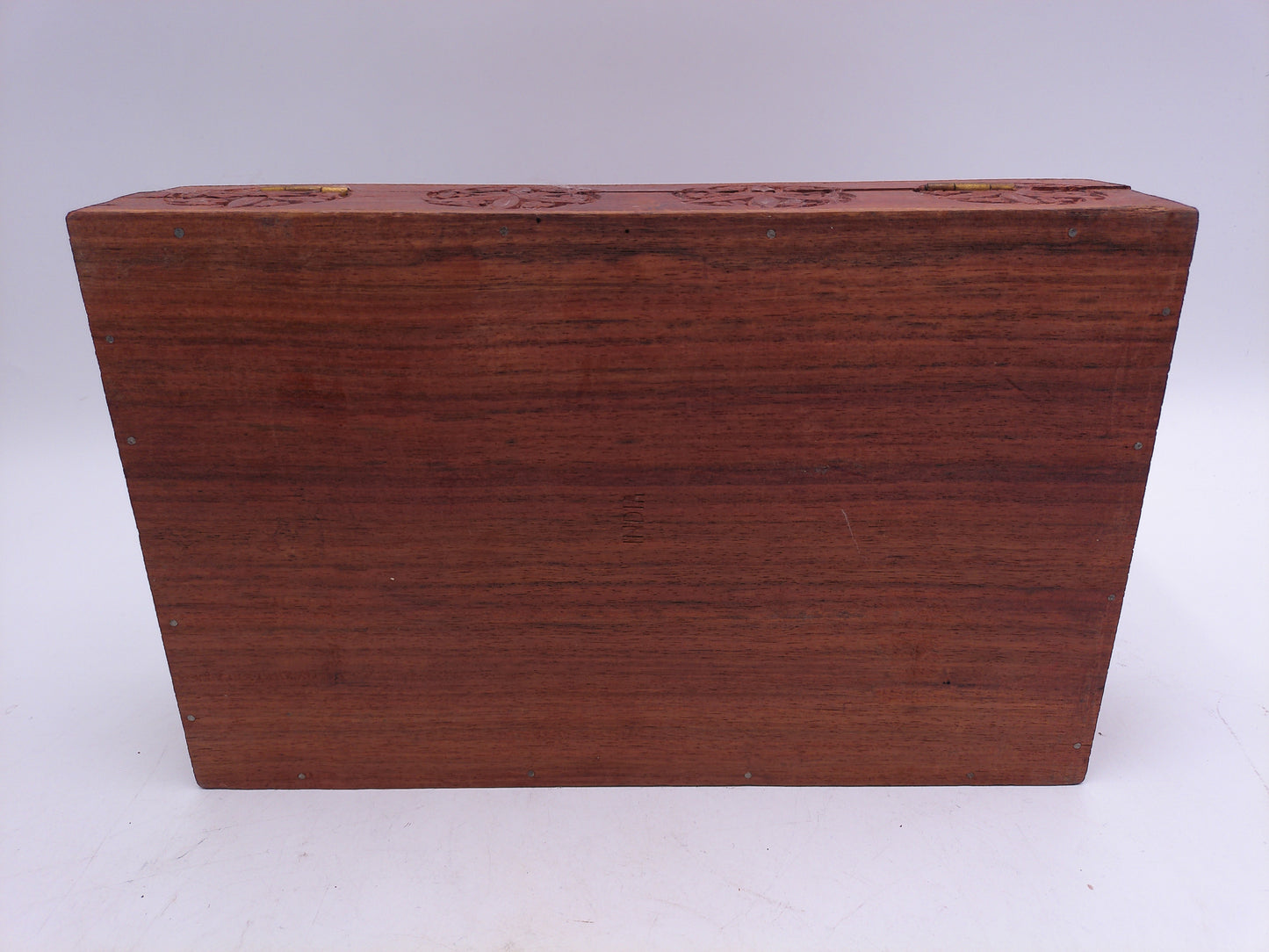 Rosewood Jewelry Box with Velvet Interior Hand Carved