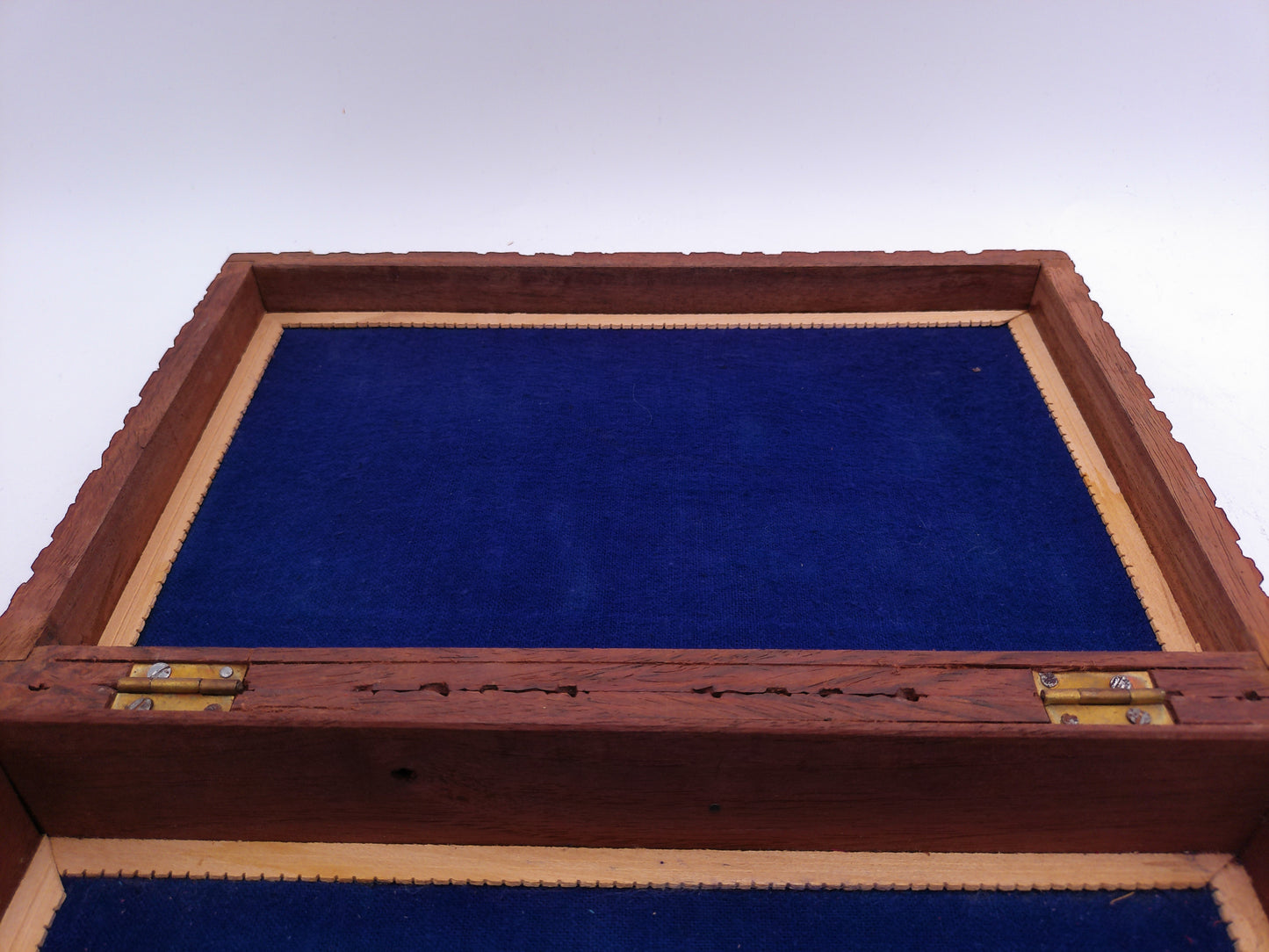 Rosewood Jewelry Box with Velvet Interior Hand Carved