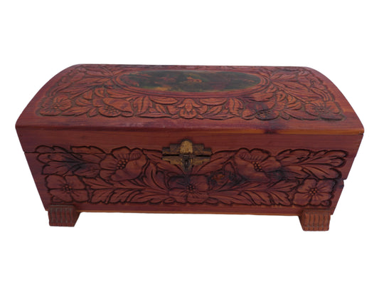 Wooden Jewelry Box Hand Carved with Intricate design