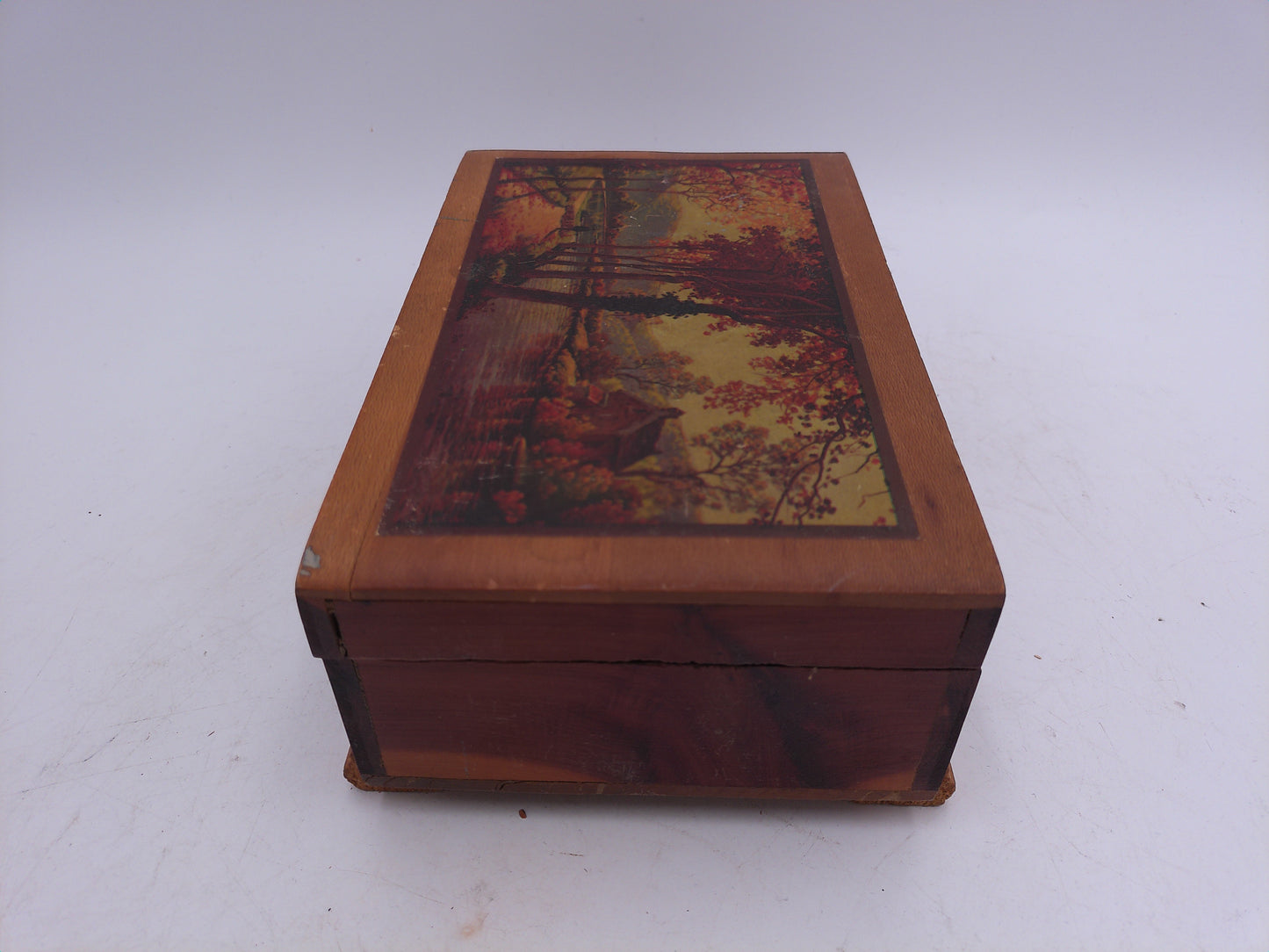 Jewelry Box keepsake box Wood Chest Box with House by River picture
