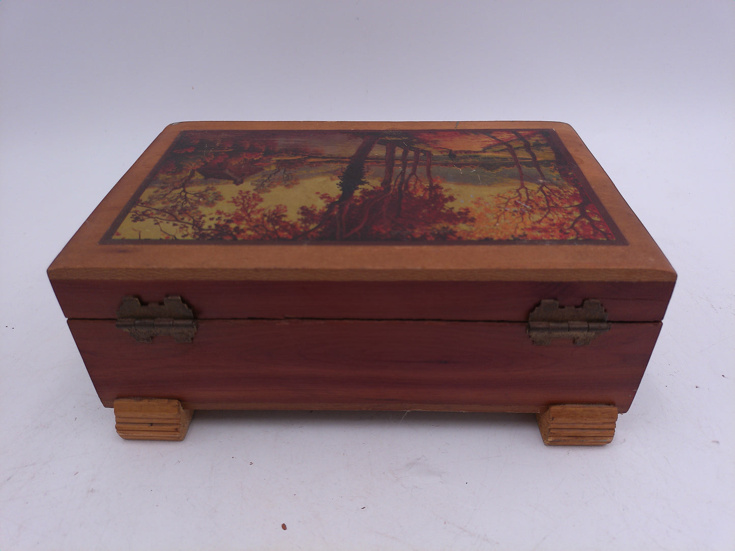 Jewelry Box keepsake box Wood Chest Box with House by River picture