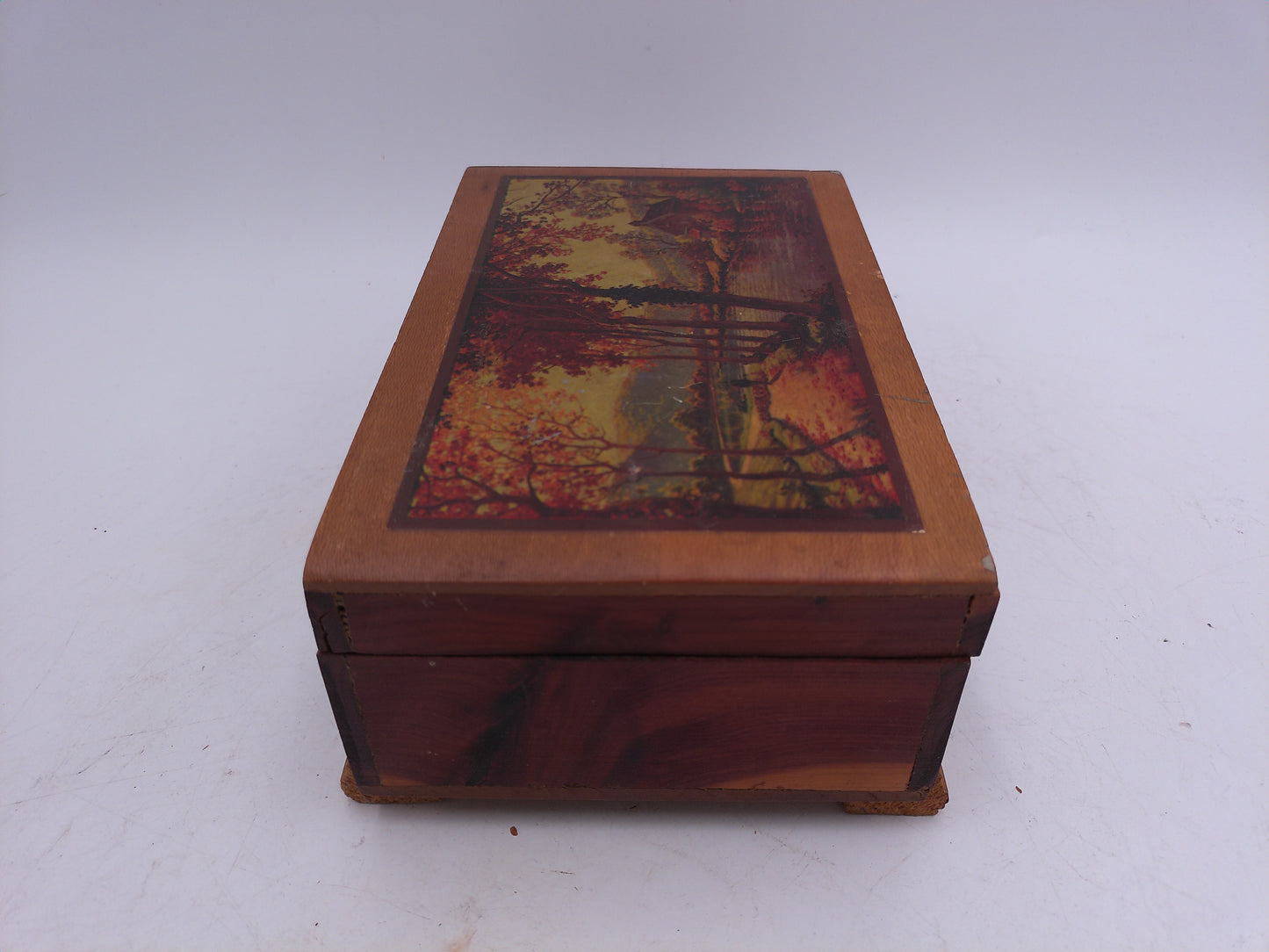 Jewelry Box keepsake box Wood Chest Box with House by River picture