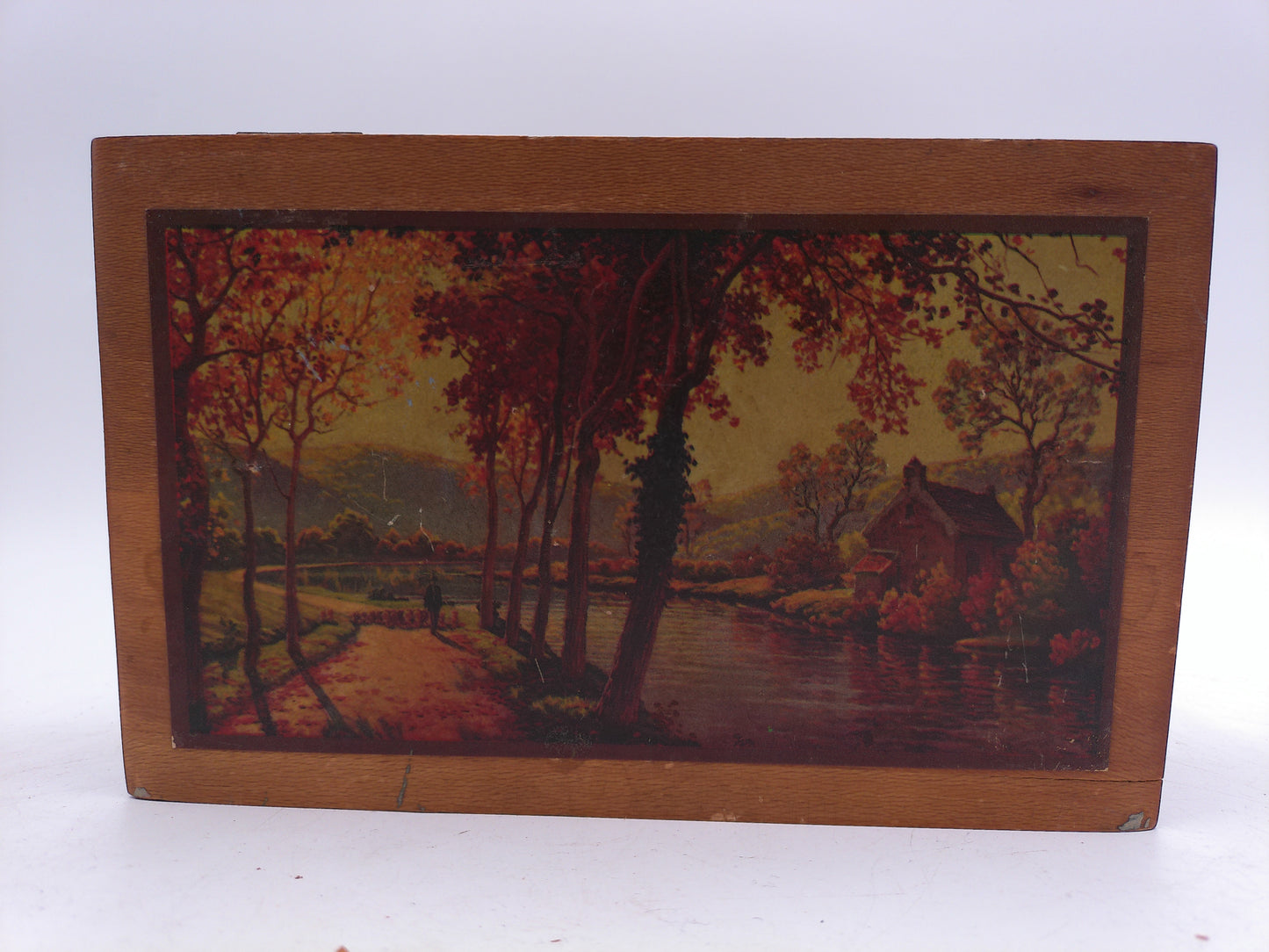 Jewelry Box keepsake box Wood Chest Box with House by River picture