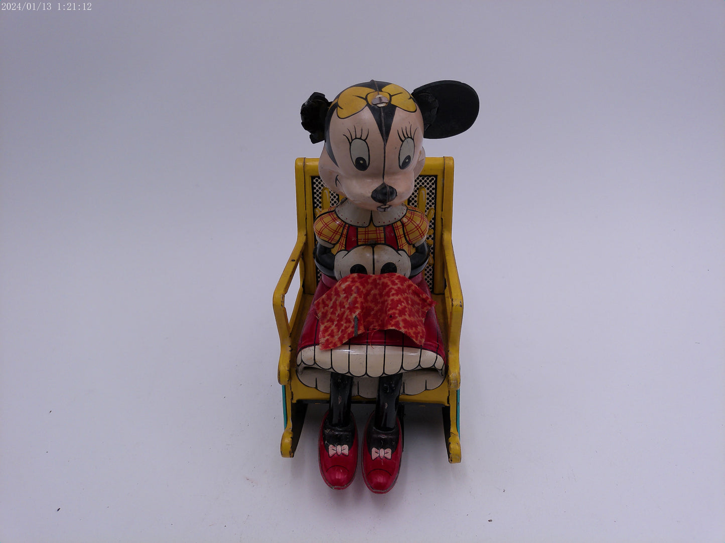 Disney Marx Line Mar Mechanical Minnie Mouse Knitting Tin Wind Up Toy