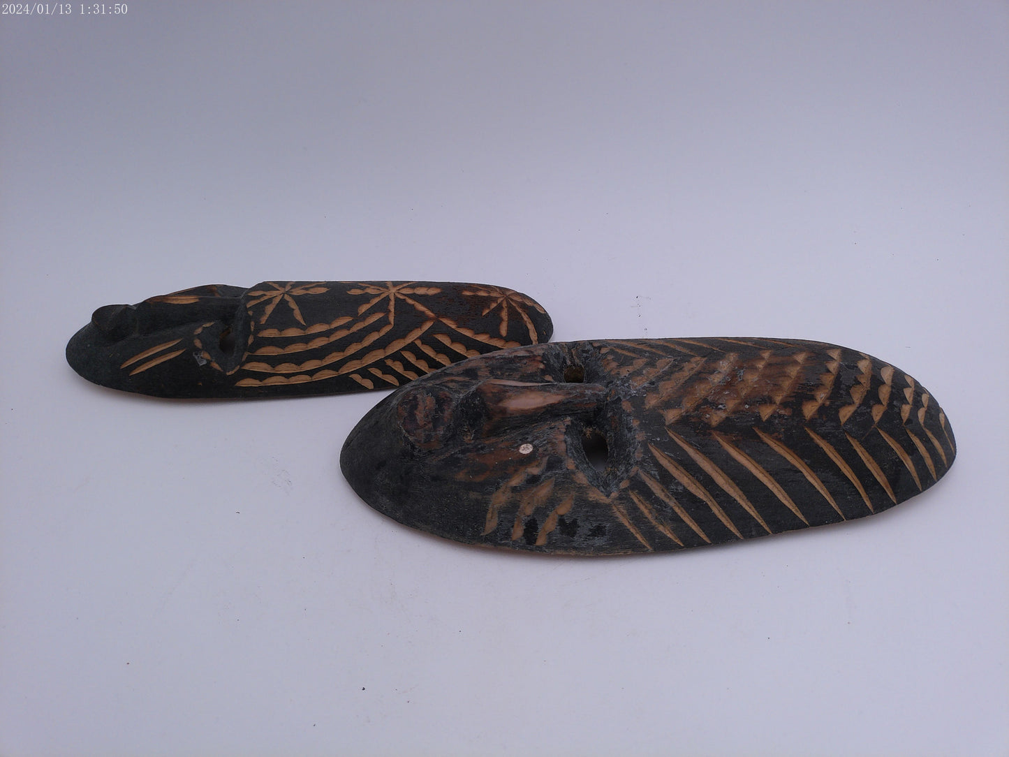 African Hand carved wood mask Pair of Them