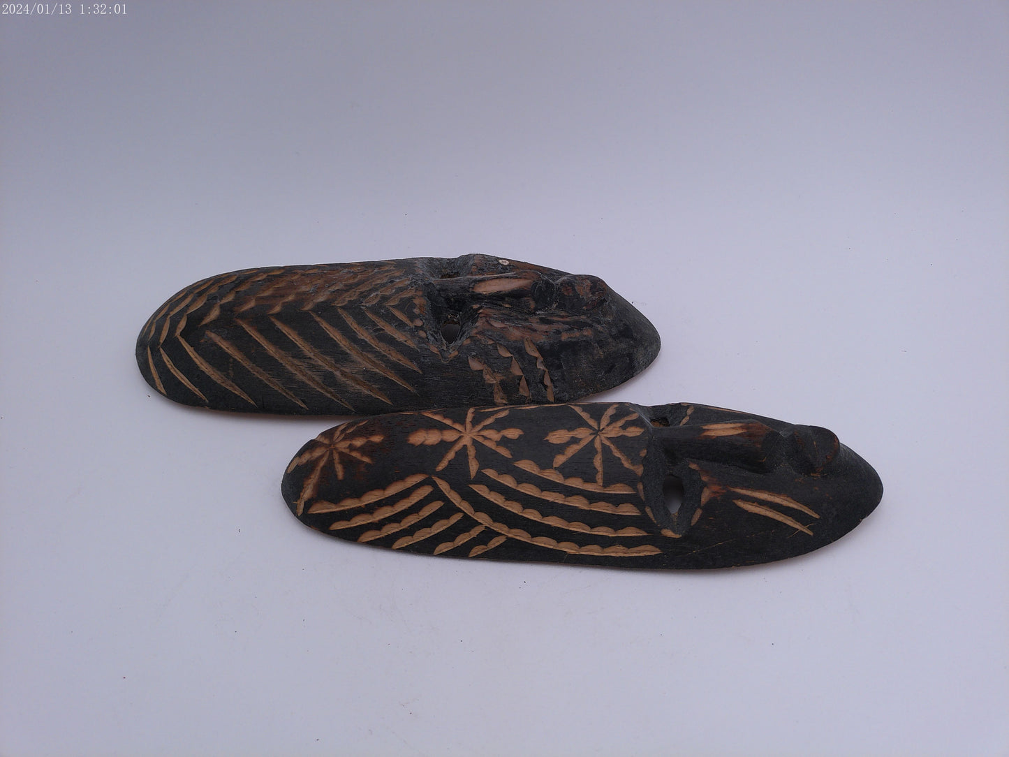 African Hand carved wood mask Pair of Them