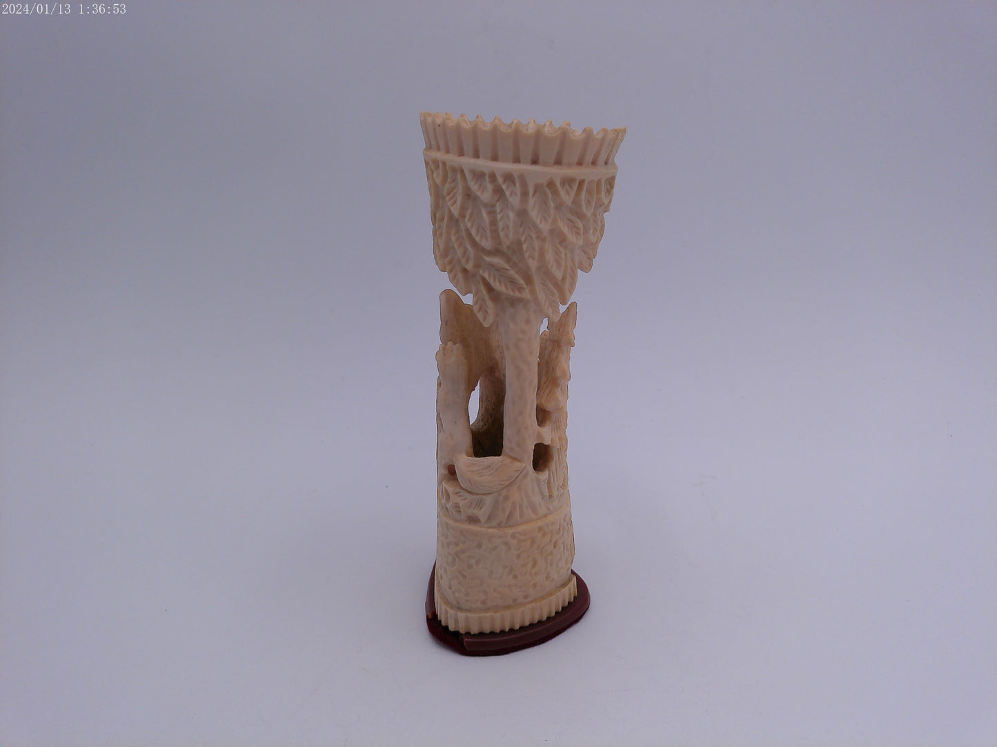 handcrafted bone hand carved Pen stand with hand carved design