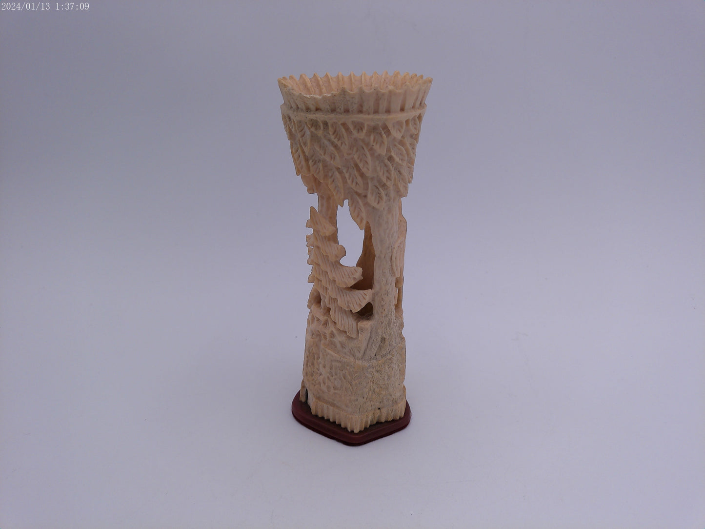 handcrafted bone hand carved Pen stand with hand carved design