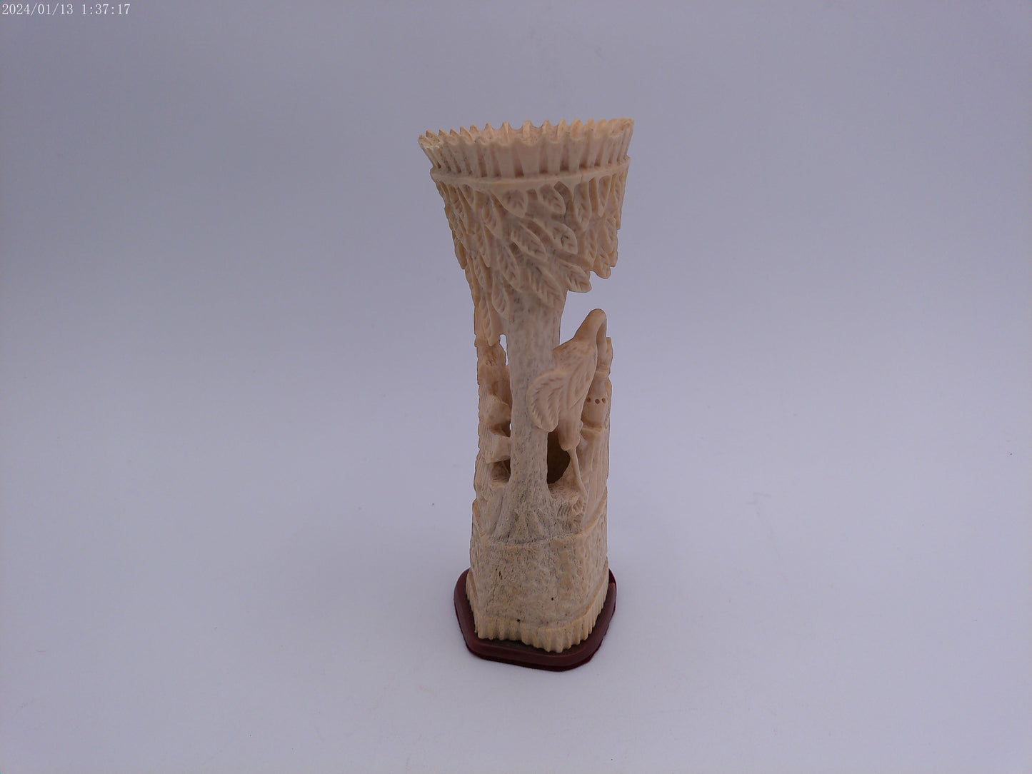 handcrafted bone hand carved Pen stand with hand carved design