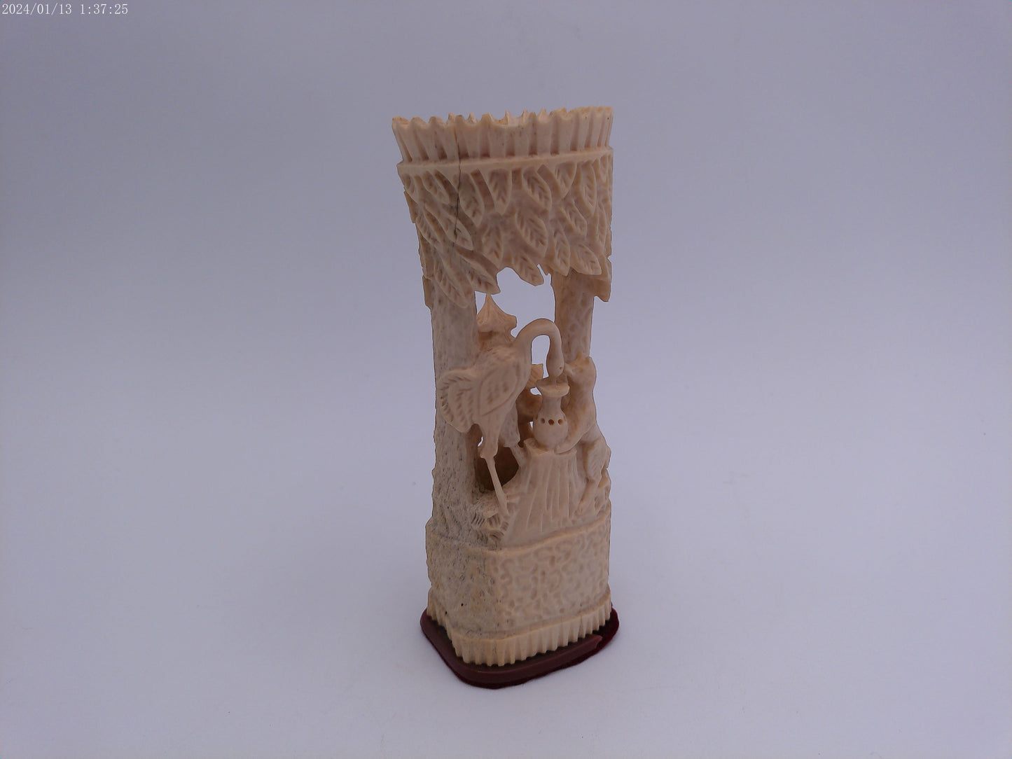 handcrafted bone hand carved Pen stand with hand carved design