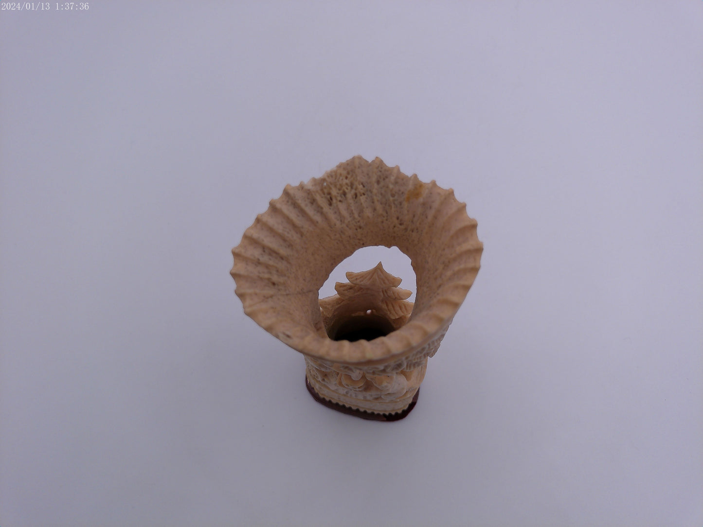 handcrafted bone hand carved Pen stand with hand carved design