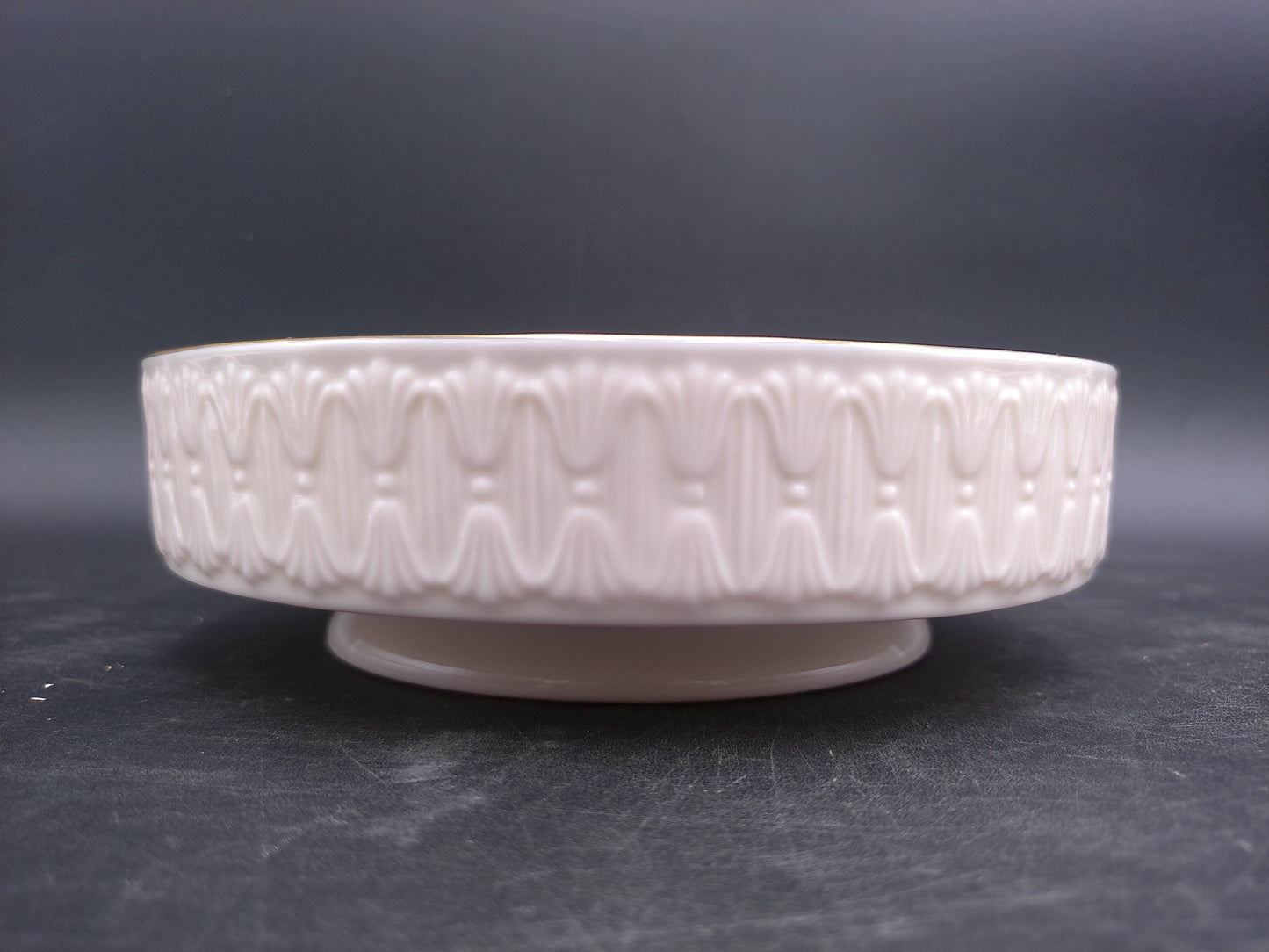 Lenox Round Ashtray with Gold Rim Decorative Design Around the Edge Vintage