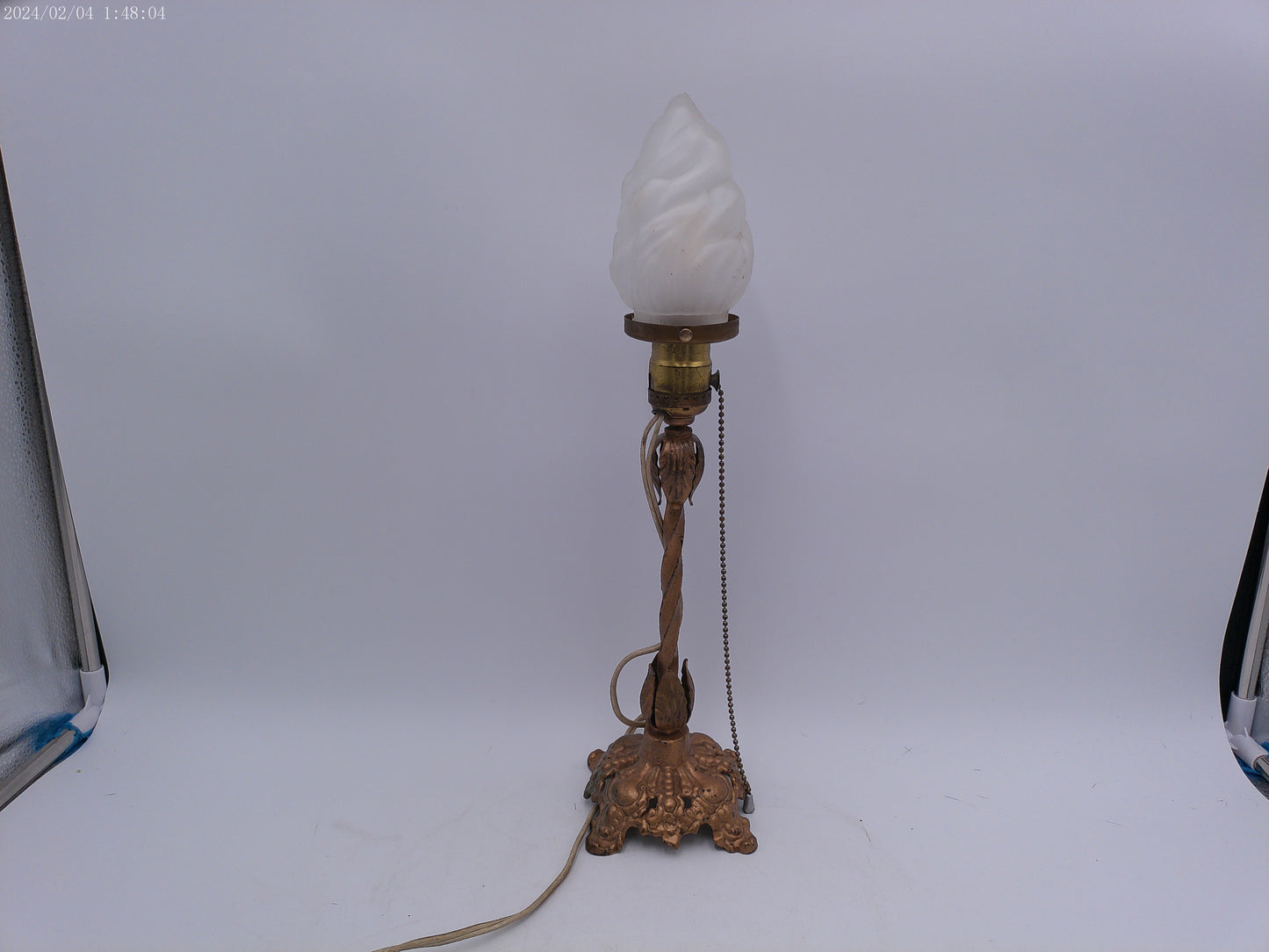 Brass Candle Holder Vintage Table Lamp