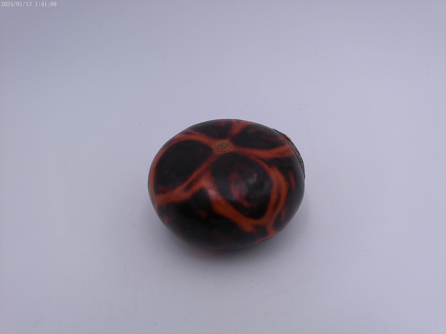 African Hand Craved Gourd with Metal Rim