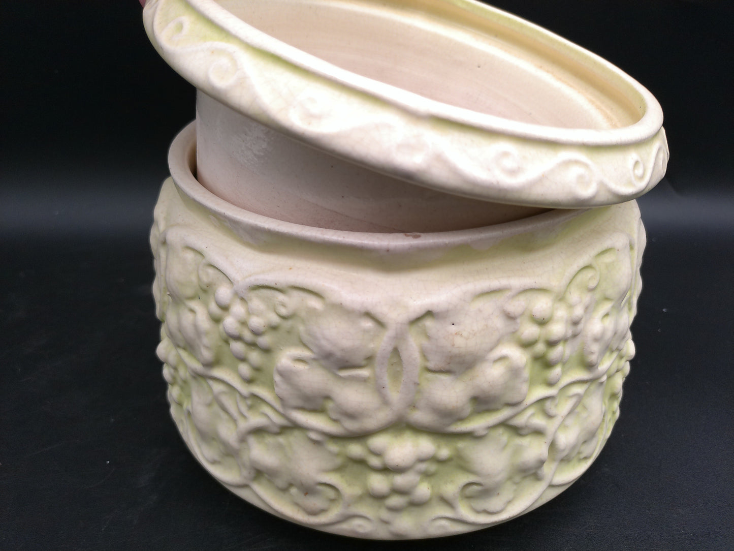 Floral Ceramic Pot Vase with Insert Vintage