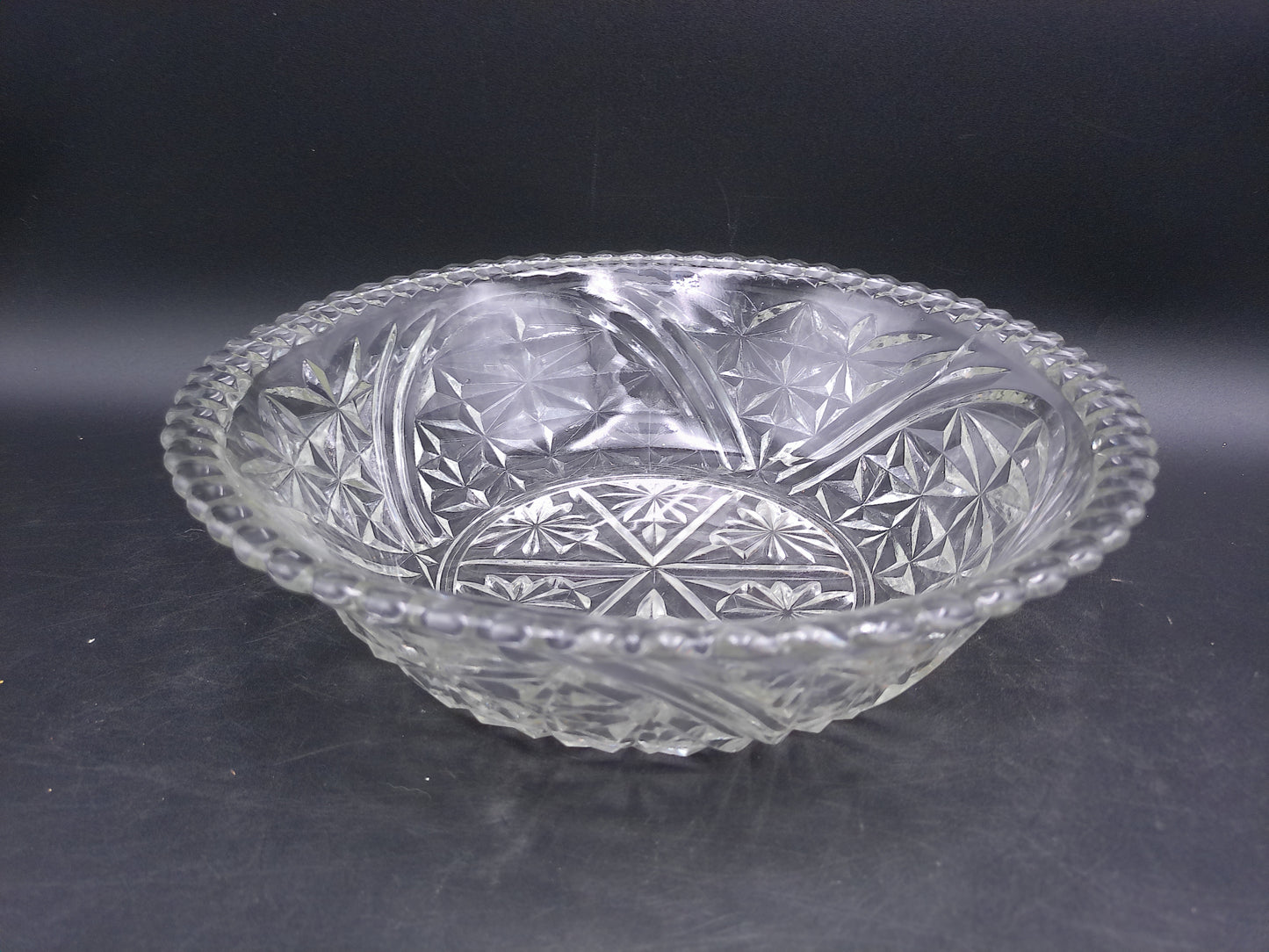 Crystal Cut Glass Serving or Fruit Bowl Vintage