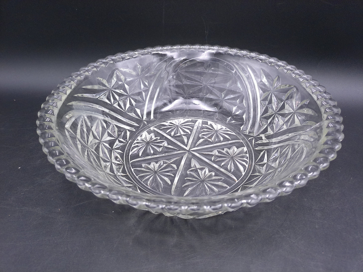 Crystal Cut Glass Serving or Fruit Bowl Vintage