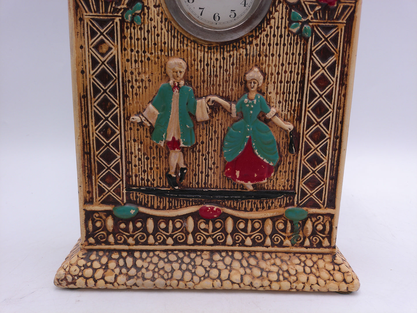 Ceramic Pottery British Mantel Piece Mantel Clock Vintage Works