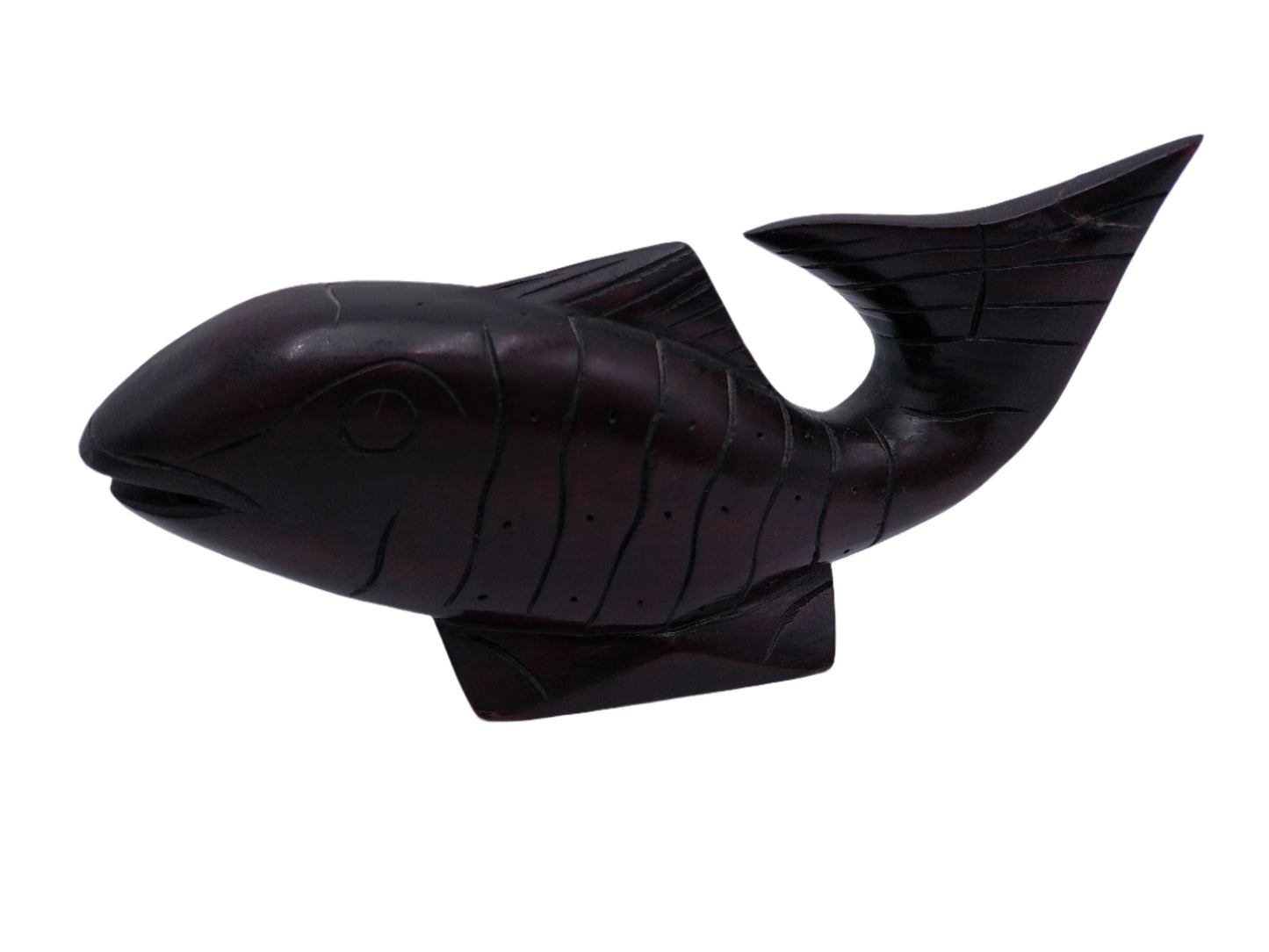 Vintage Hand Carved Mahoney Wooden Fish 8.5” x 5.25”