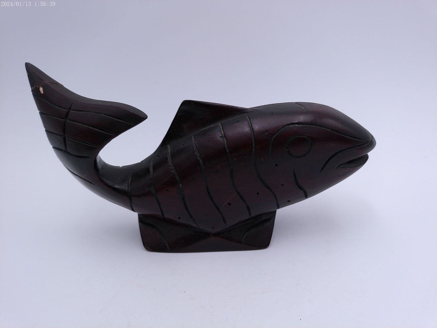 Vintage Hand Carved Mahoney Wooden Fish 8.5” x 5.25”