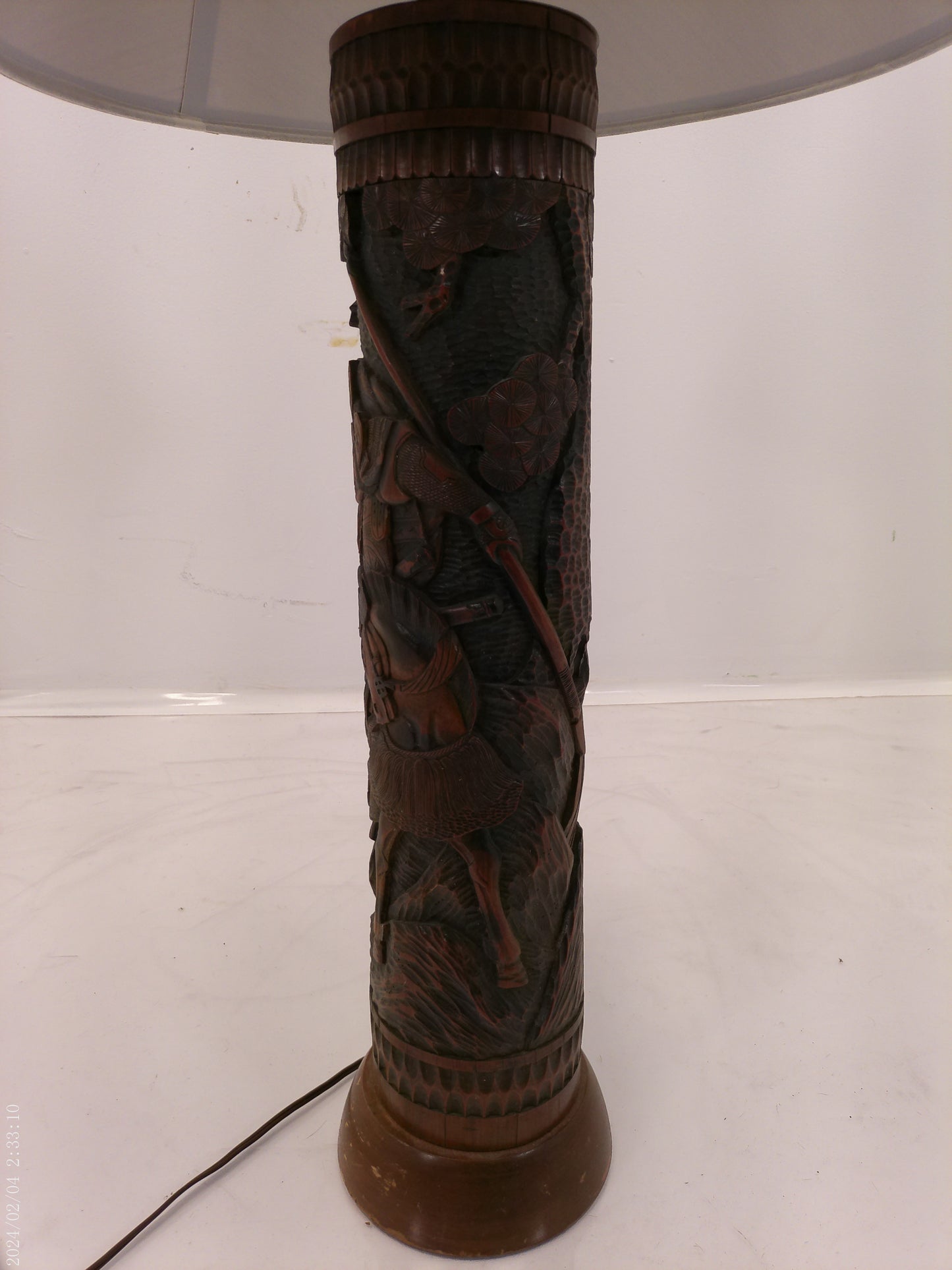 Amazing Japanize Warrior Wood Craving Vintage Lamp