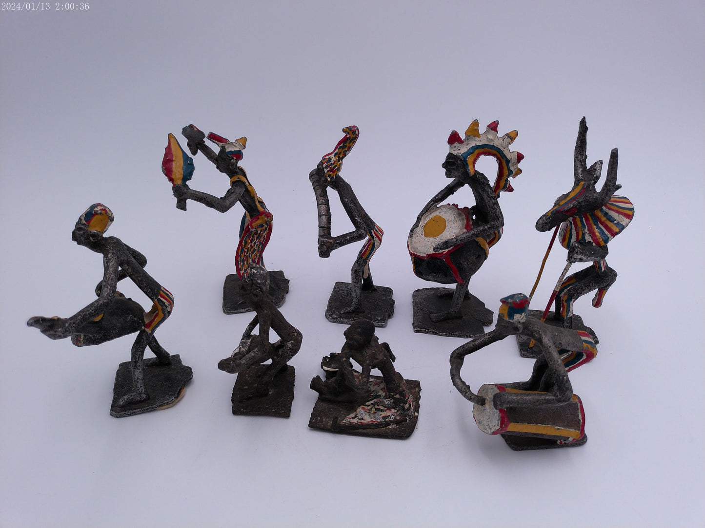 set of 8 vintage African folk art figurines