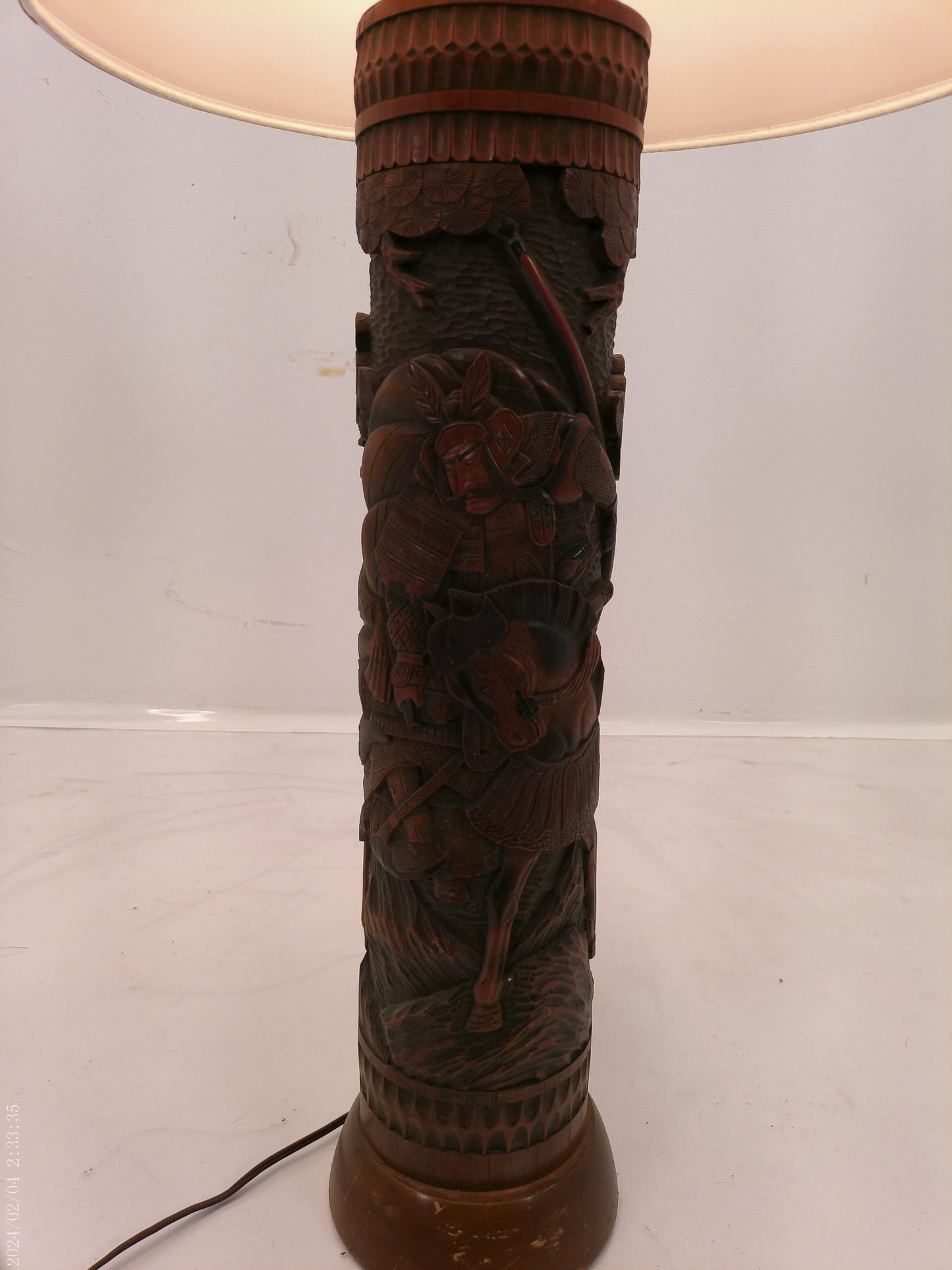 Amazing Japanize Warrior Wood Craving Vintage Lamp