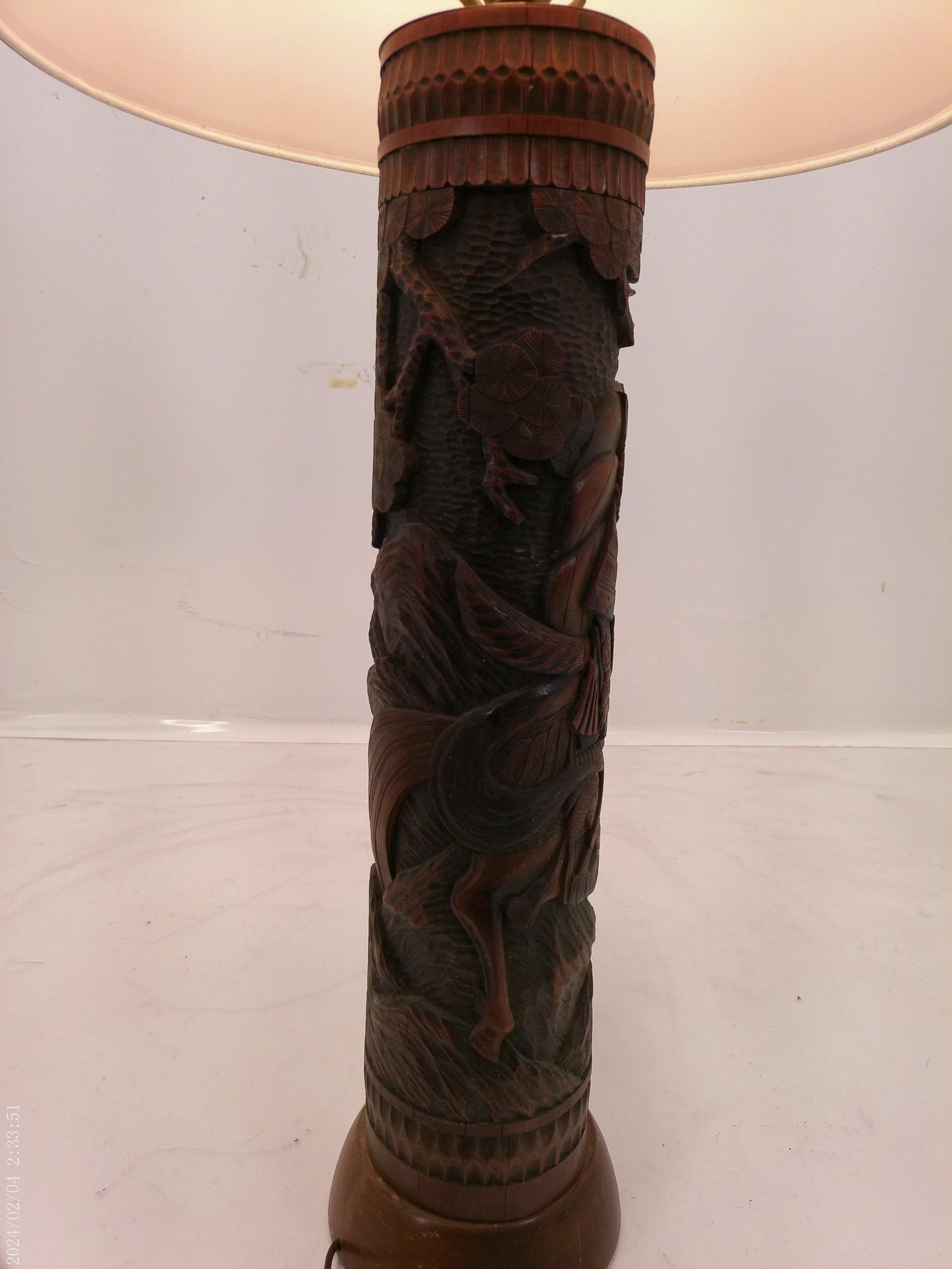 Amazing Japanize Warrior Wood Craving Vintage Lamp