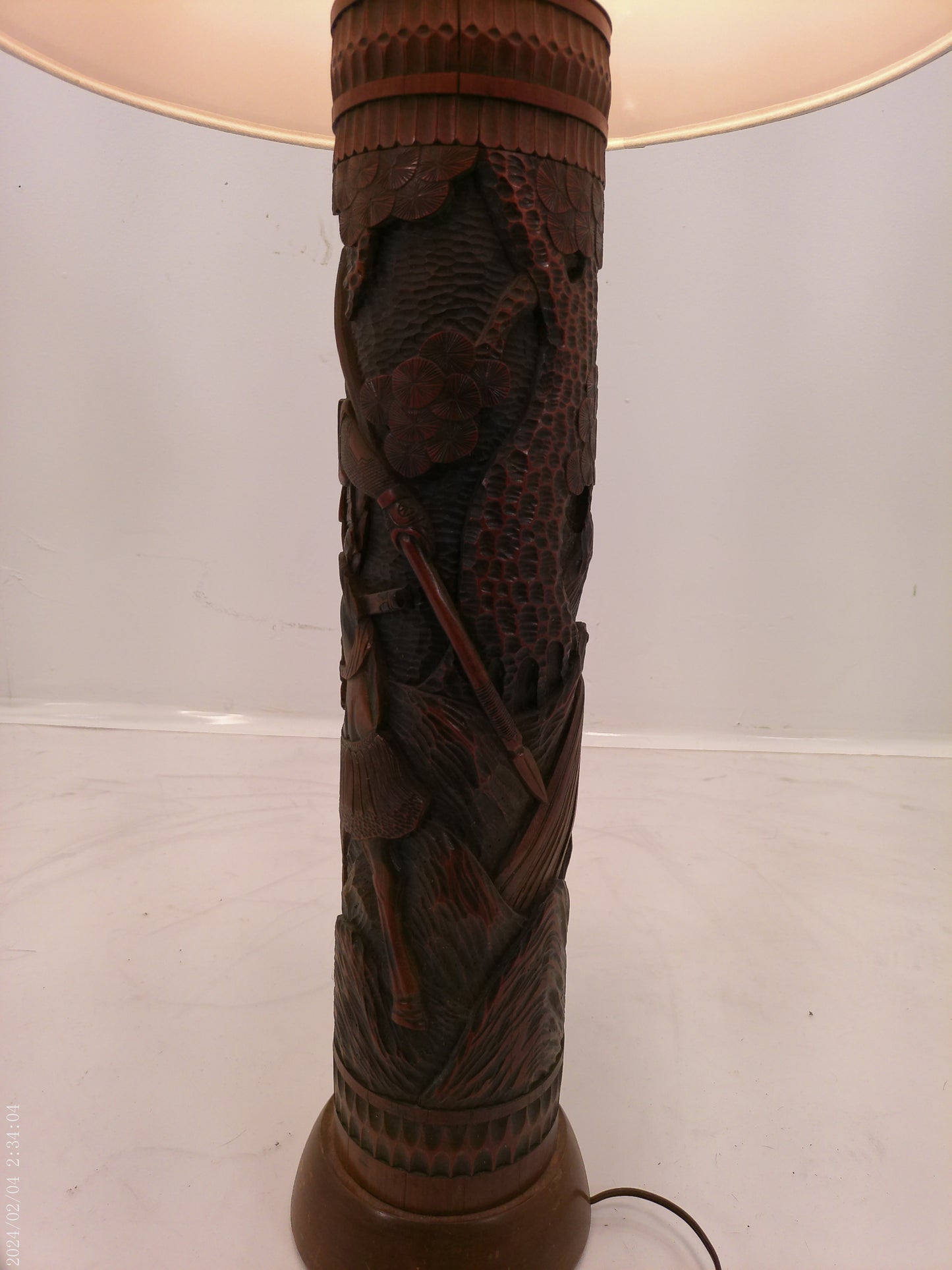 Amazing Japanize Warrior Wood Craving Vintage Lamp
