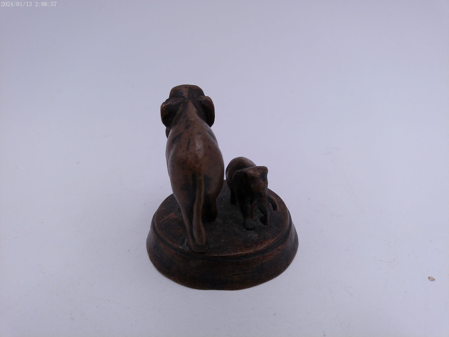 Brass Elephant and Baby Statue