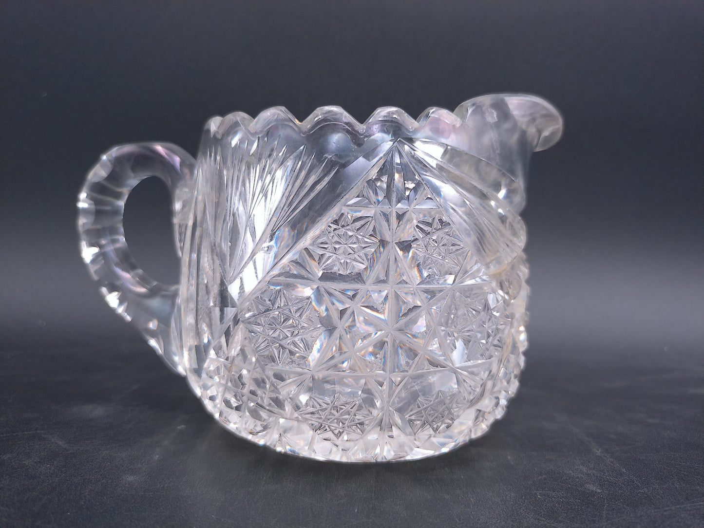 Small Beautiful Elegant Crystal Glass Creamer Vintage