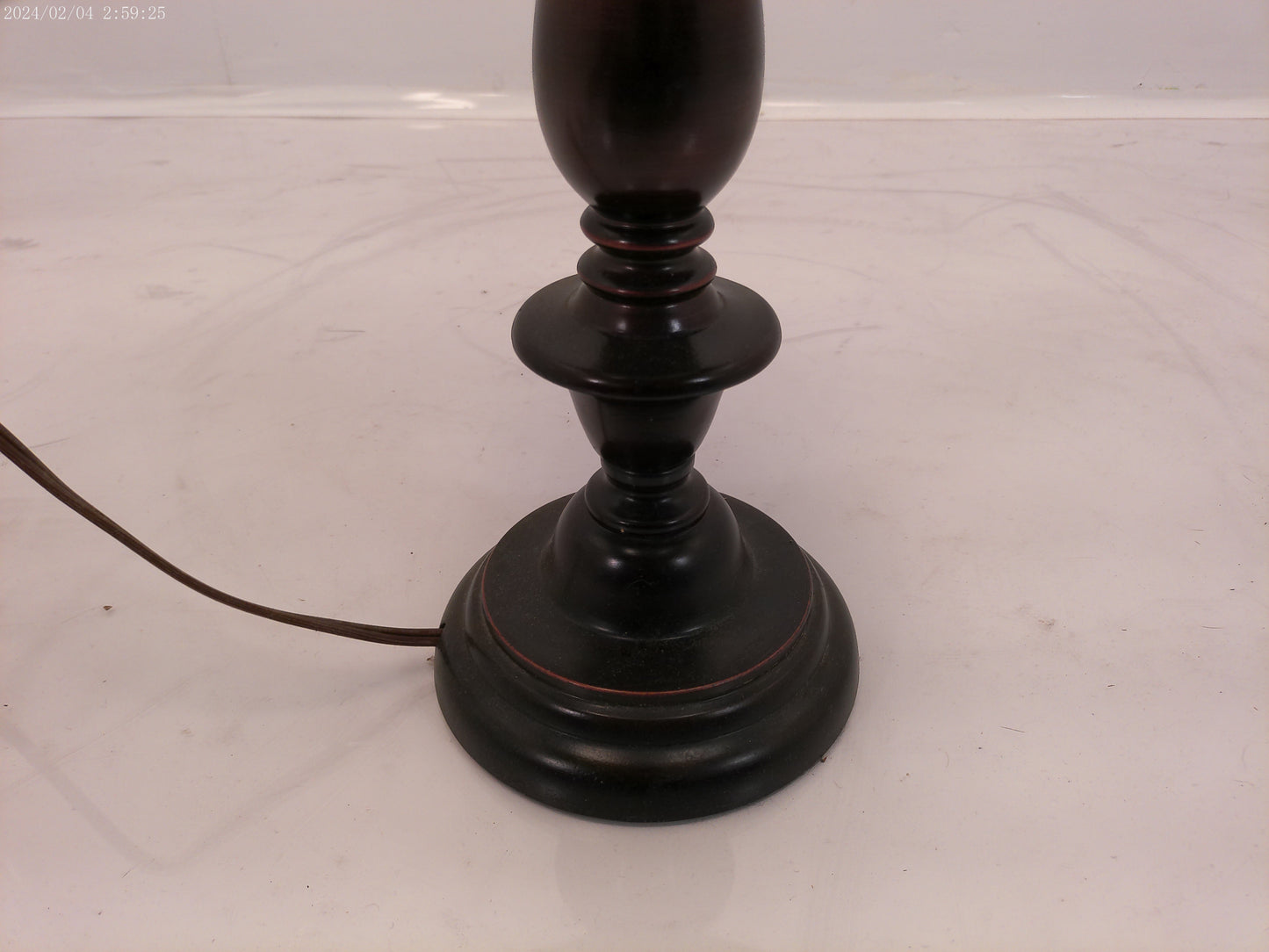 tiffany style stained glass bronze wood lamp Vintage