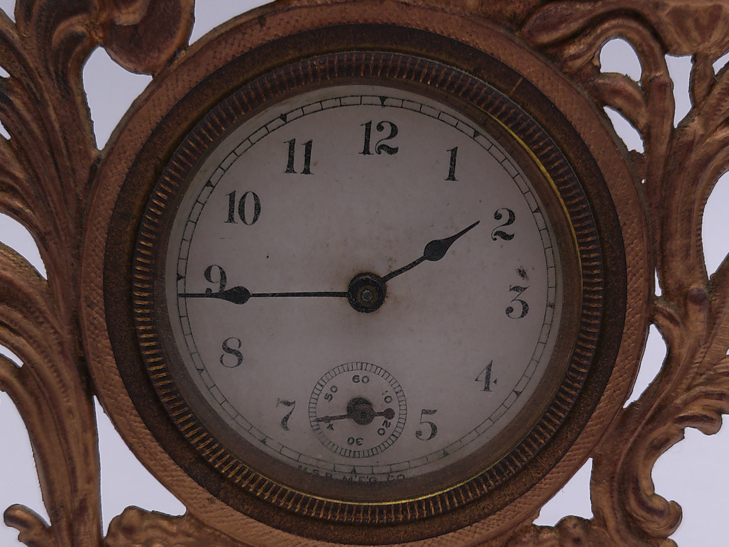USA Co Cast Iron Gold painted Antique ornate Mantel Clock