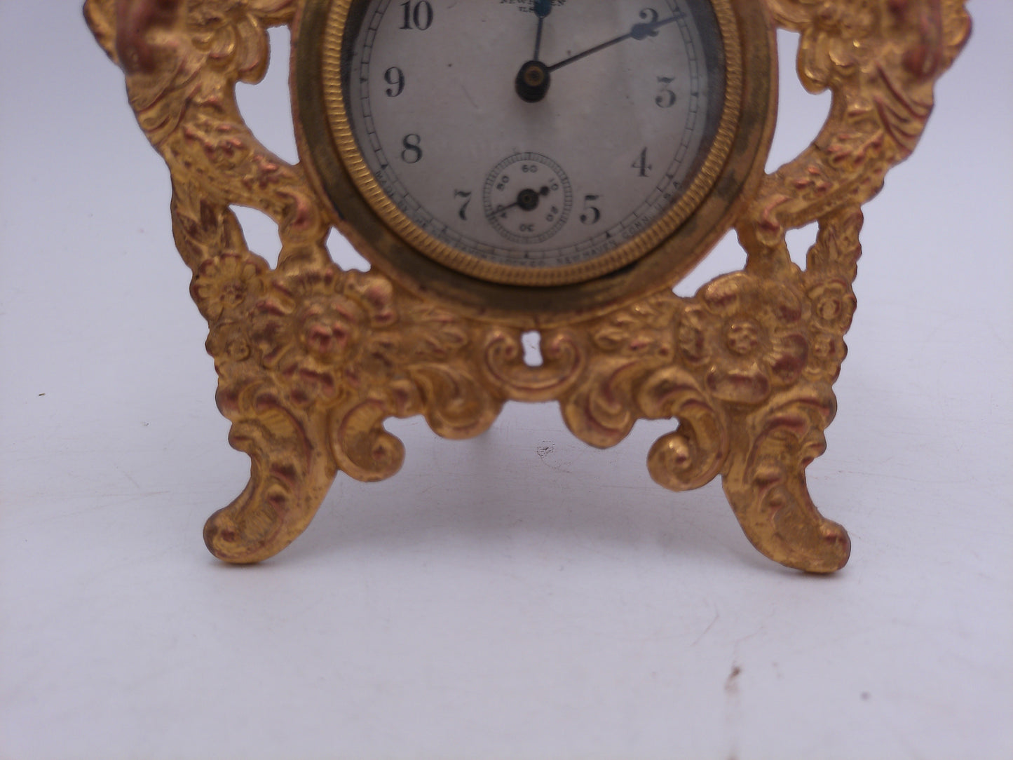 New Haven Clock Co. with Gold Brass Stand and Angels Cherubim