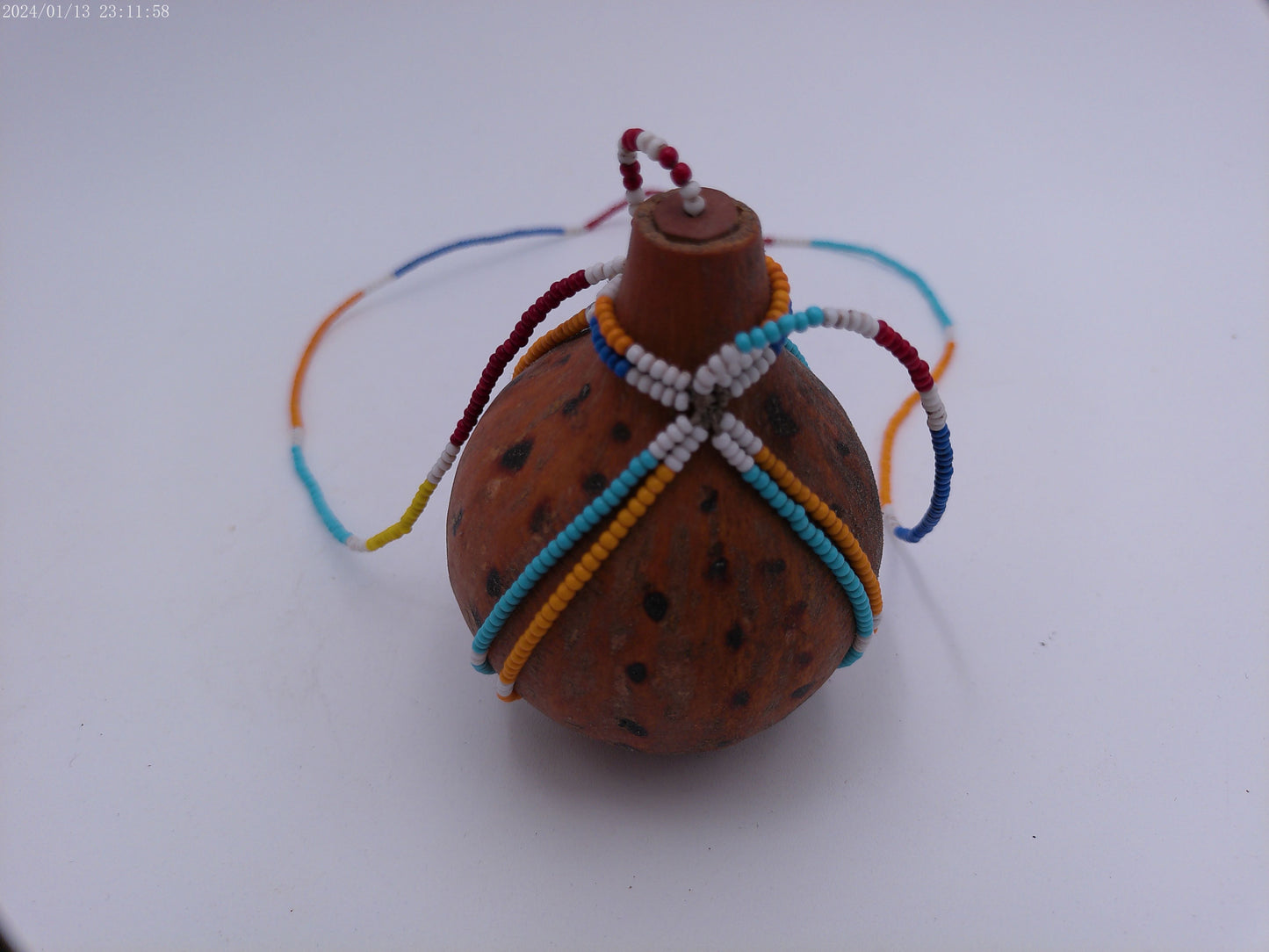 Vintage Hand Carved Gourd Drinking Vessel Brown  African Design