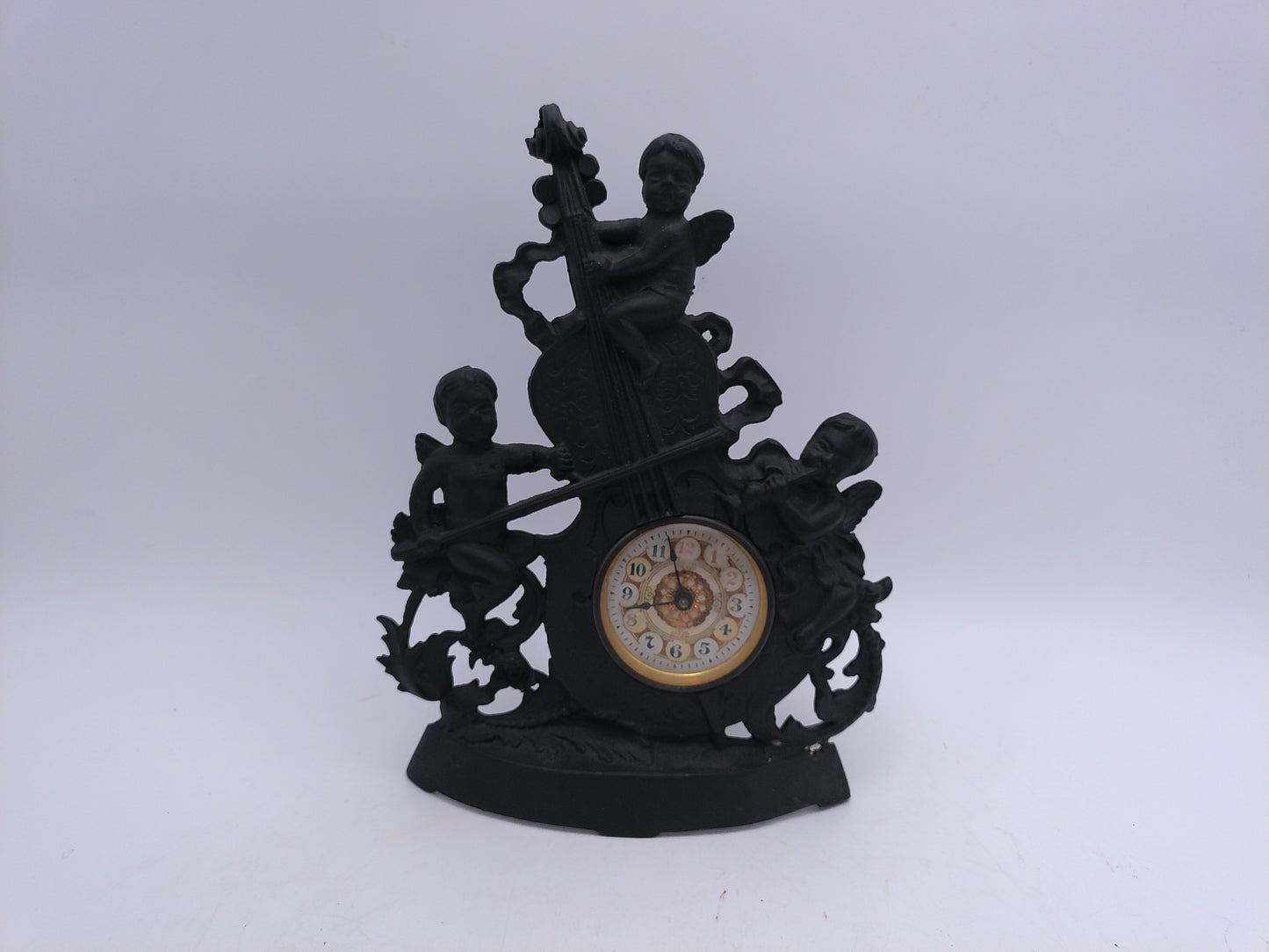 Baroque Style Cherub Musical Ornate Mantel Clock Vintage