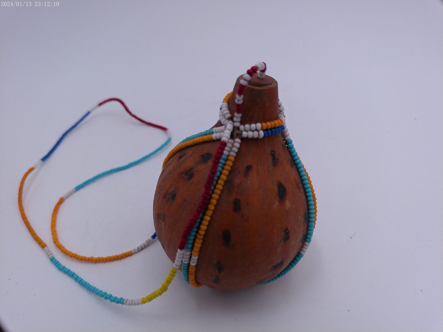 Vintage Hand Carved Gourd Drinking Vessel Brown  African Design